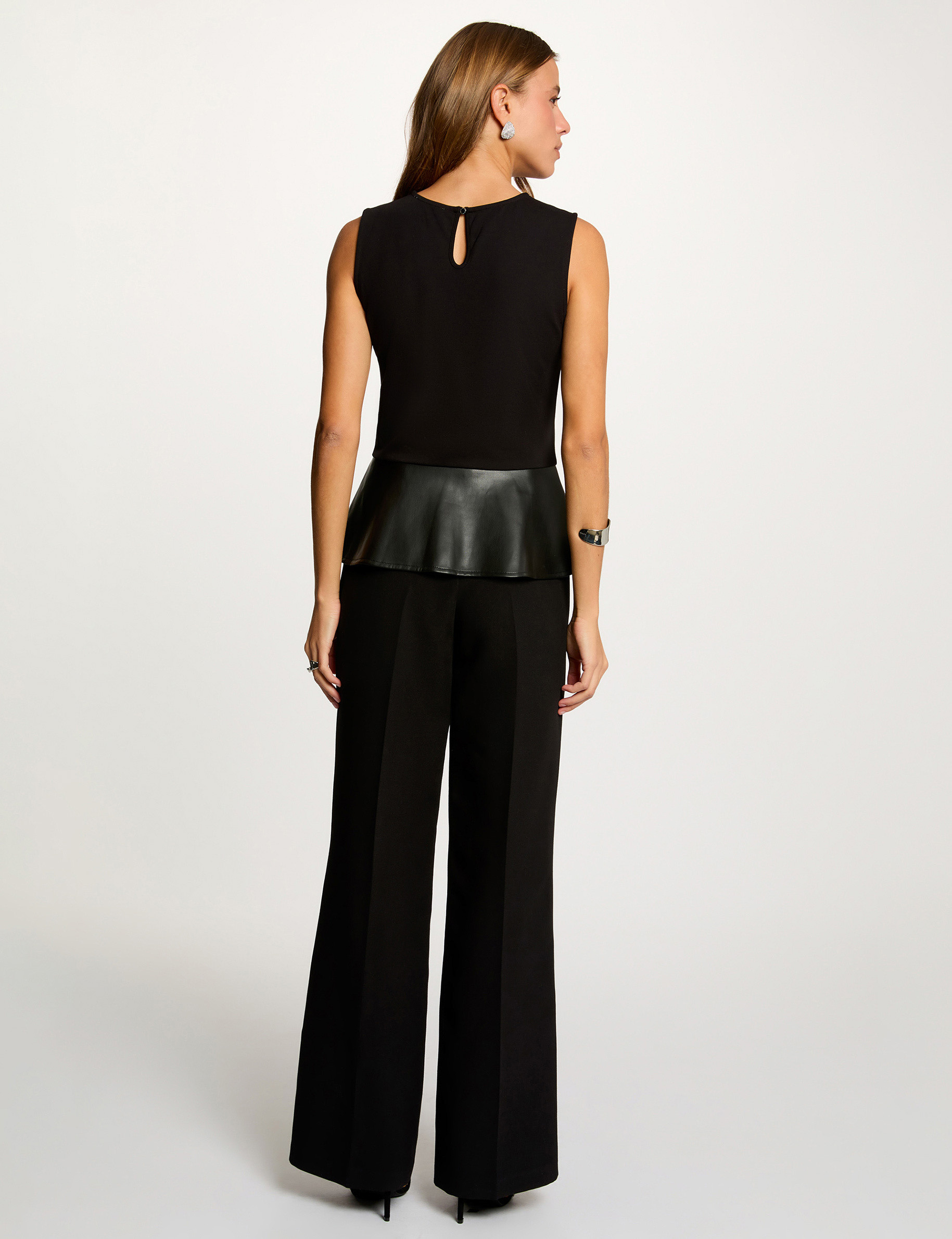 T-shirt cintré similicuir noir femme