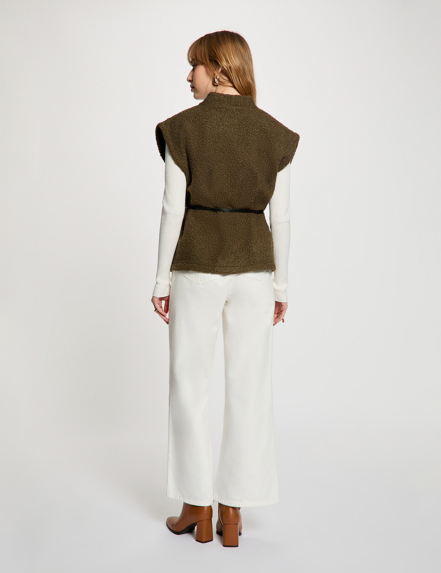 Veste sans manches vert kaki femme