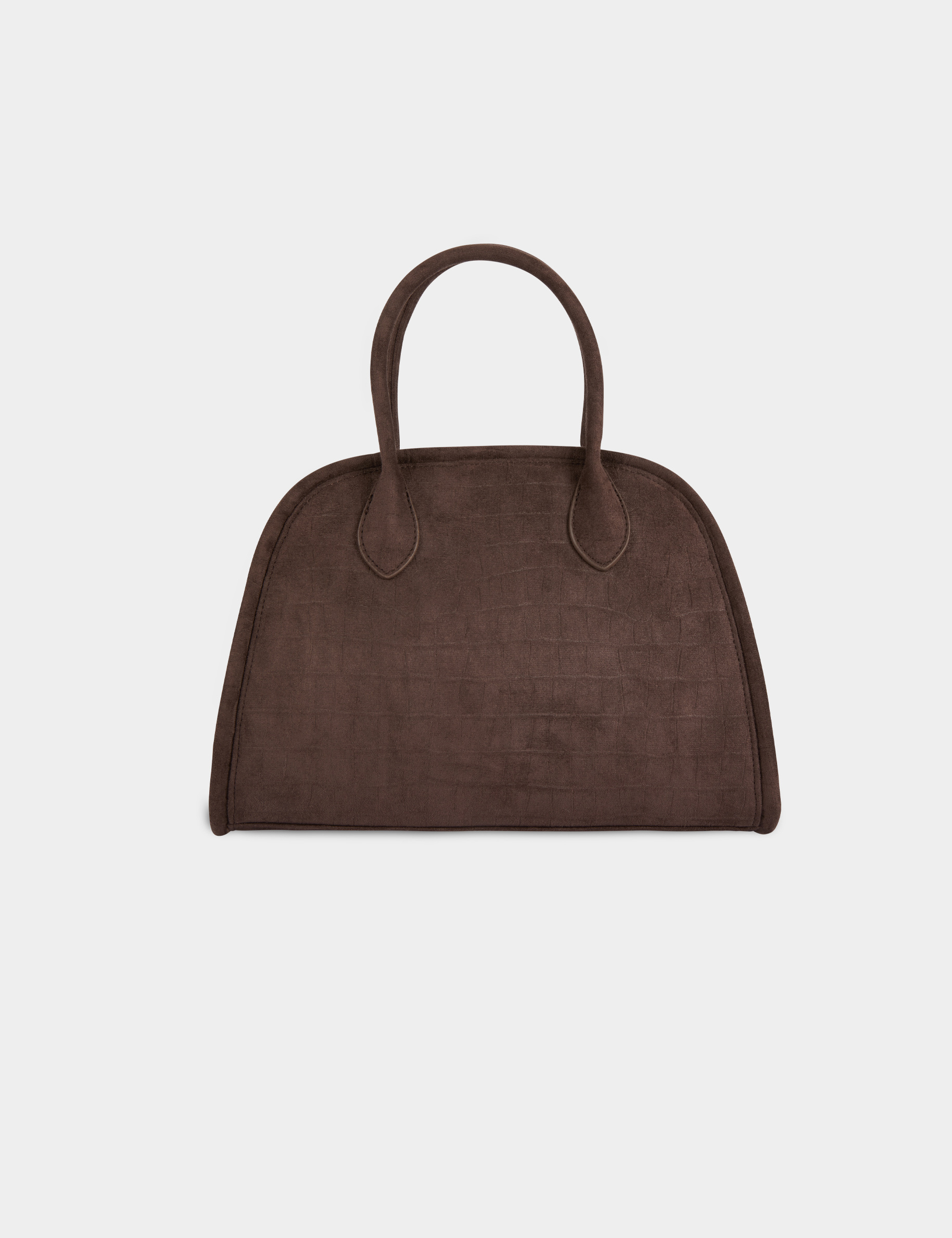 Sac su&eacute;dine aspect croco marron fonc&eacute; femme