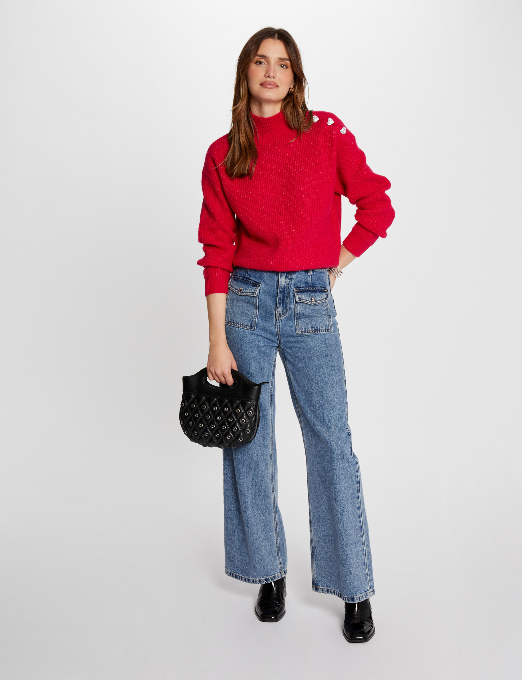 trui met lange mouwen en knopen medium roze vrouw Trui met lange mouwen en knopen medium roze vrouw