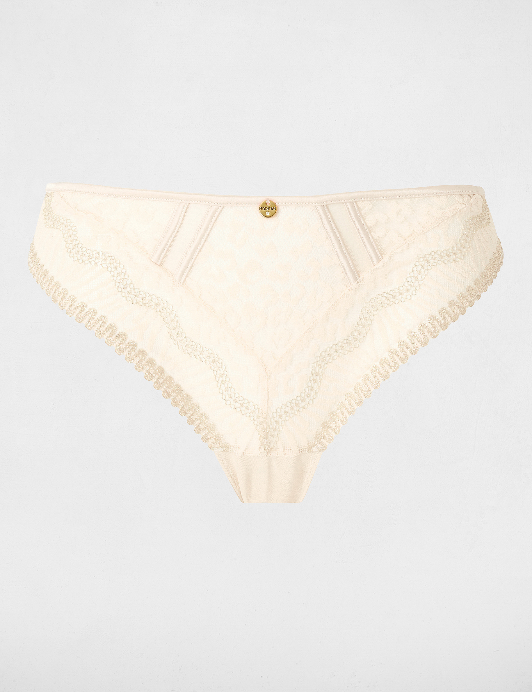 Kant slip met fijne bandjes beige vrouw