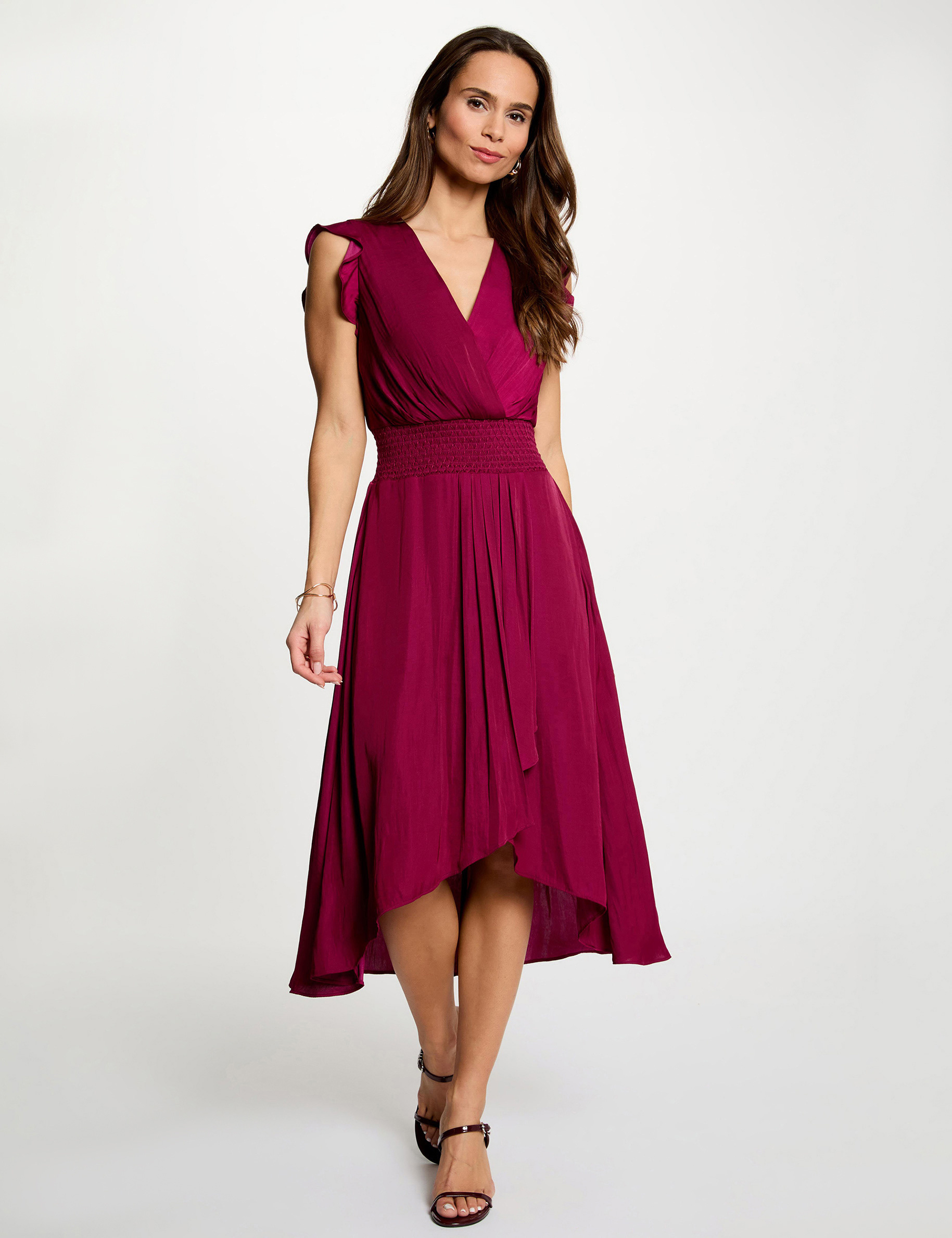 Robe droite fluide sans manches prune femme