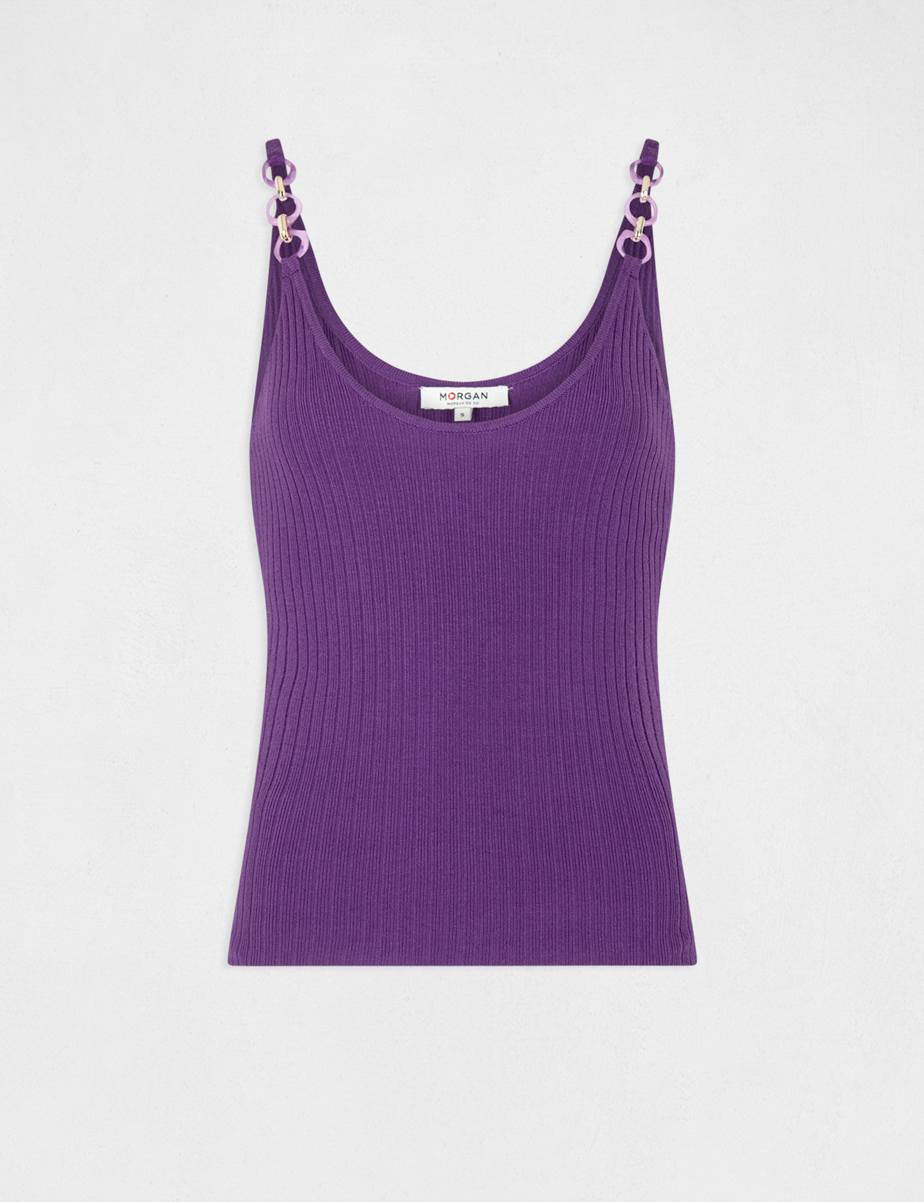 Débardeur pull avec détails chaînes violet fonce femme Débardeur pull avec détails chaînes violet fonce femme