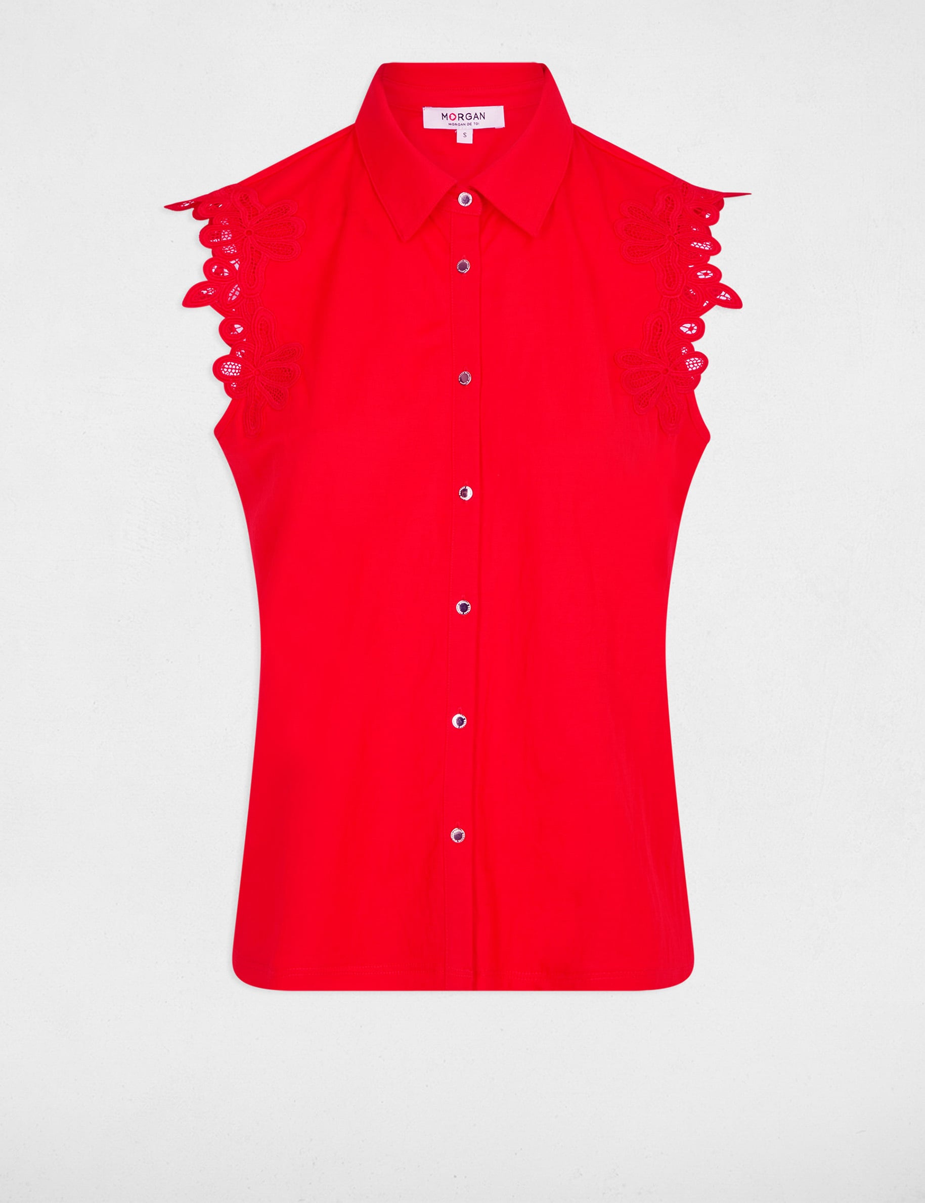 Chemise sans manches rouge vif femme