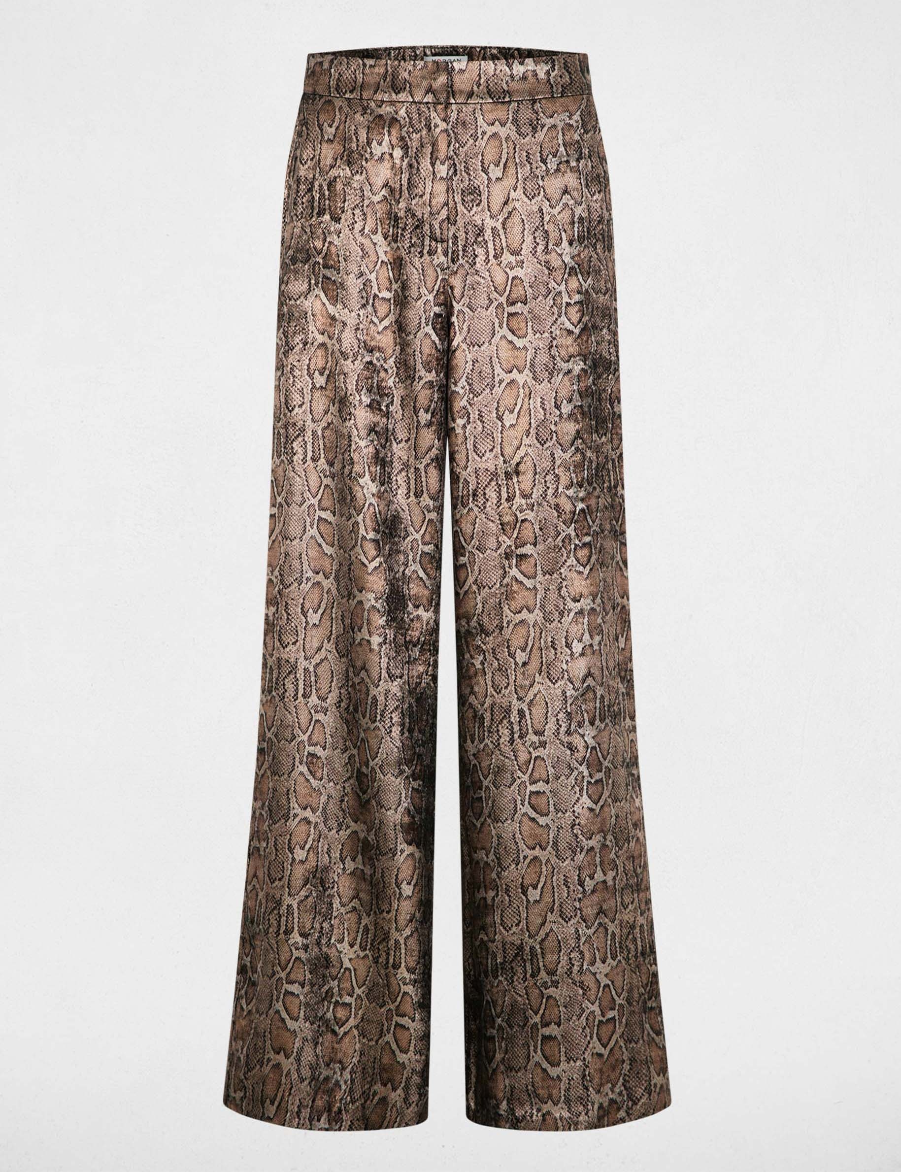 pantalon large satine multicolore femme Pantalon large satiné multicolore femme