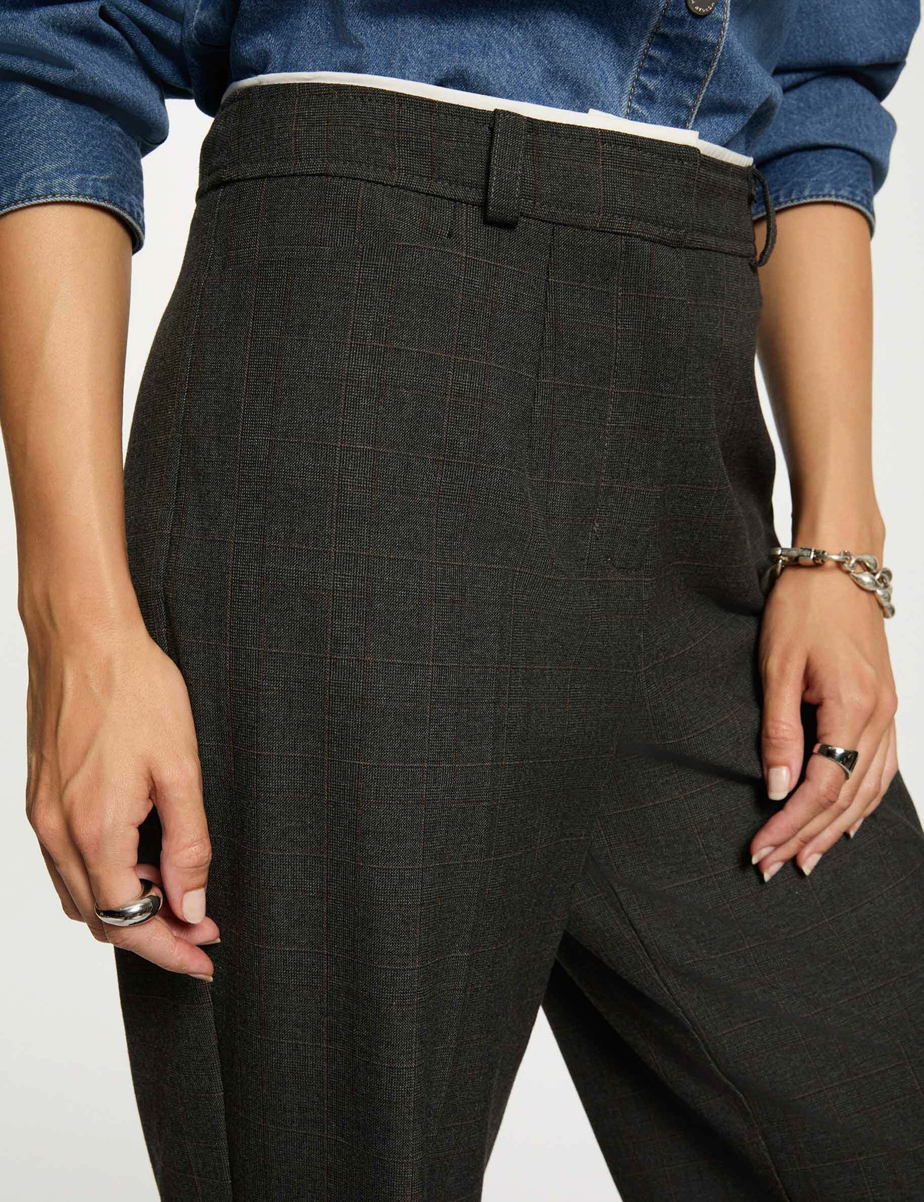 pantalon large taille haute gris moyen femme Pantalon large taille haute gris moyen femme