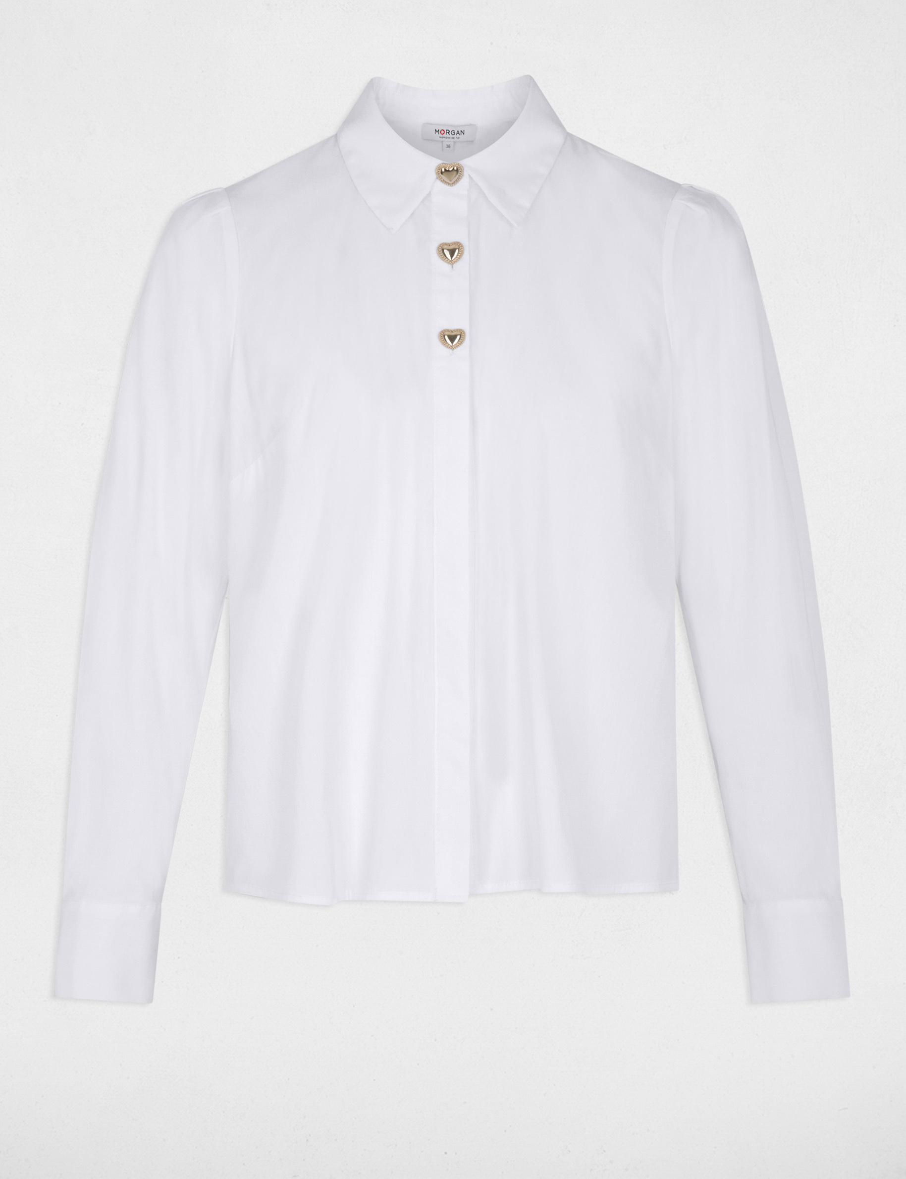 Chemise droite col &agrave; revers blanc femme
