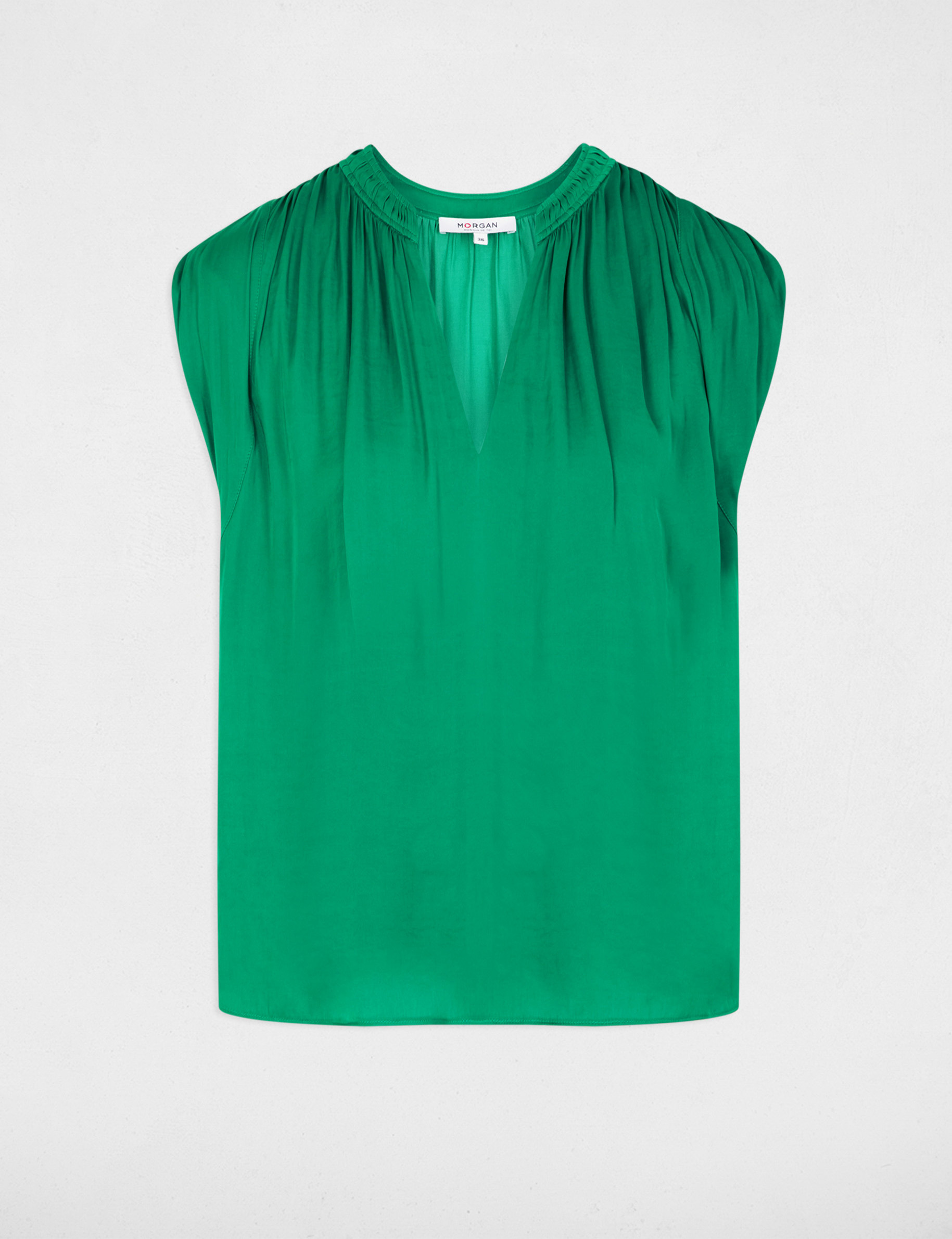 Blouse met korte mouwen weide groen vrouw