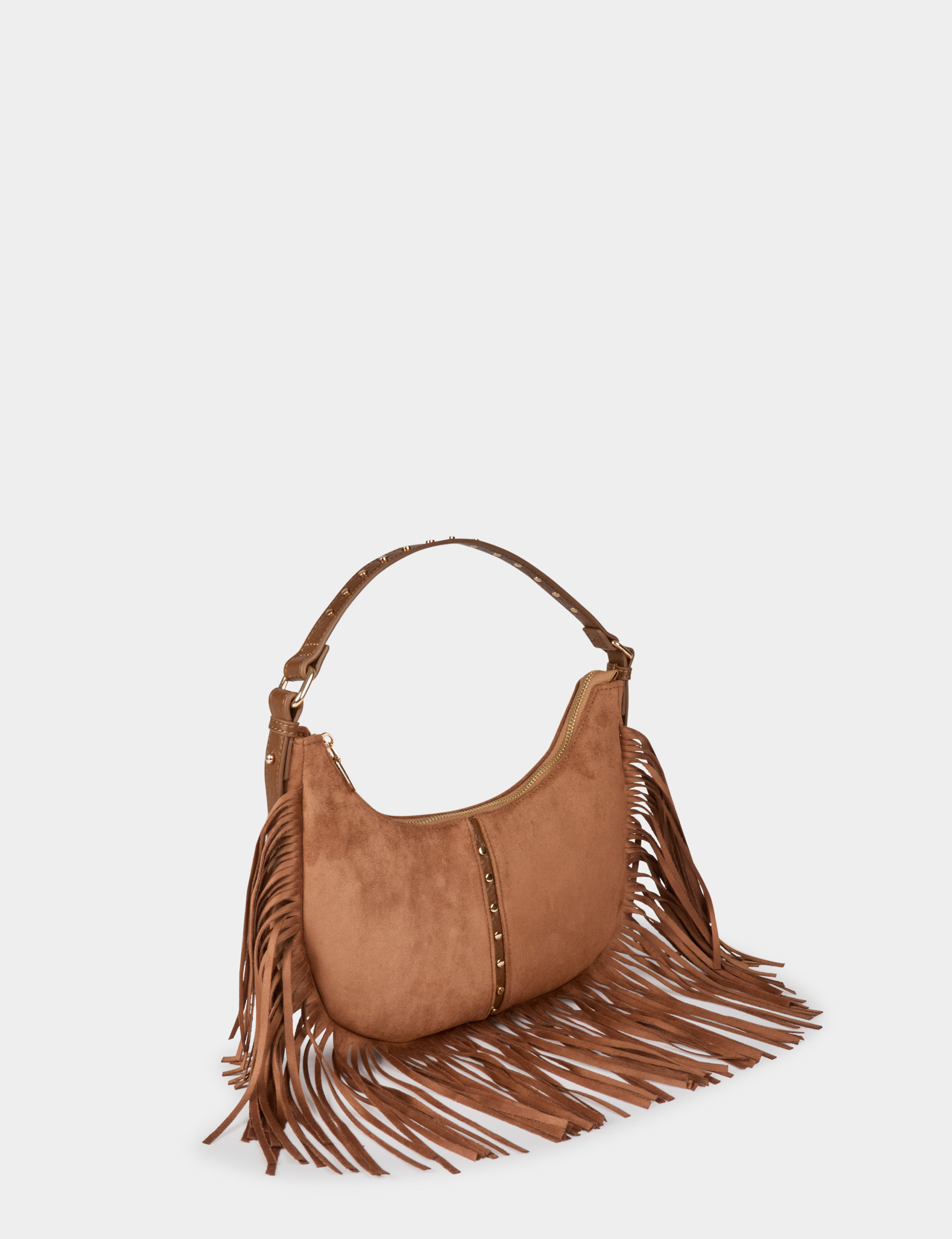 suedelook tas met franjes beige vrouw Suèdelook tas met franjes beige vrouw