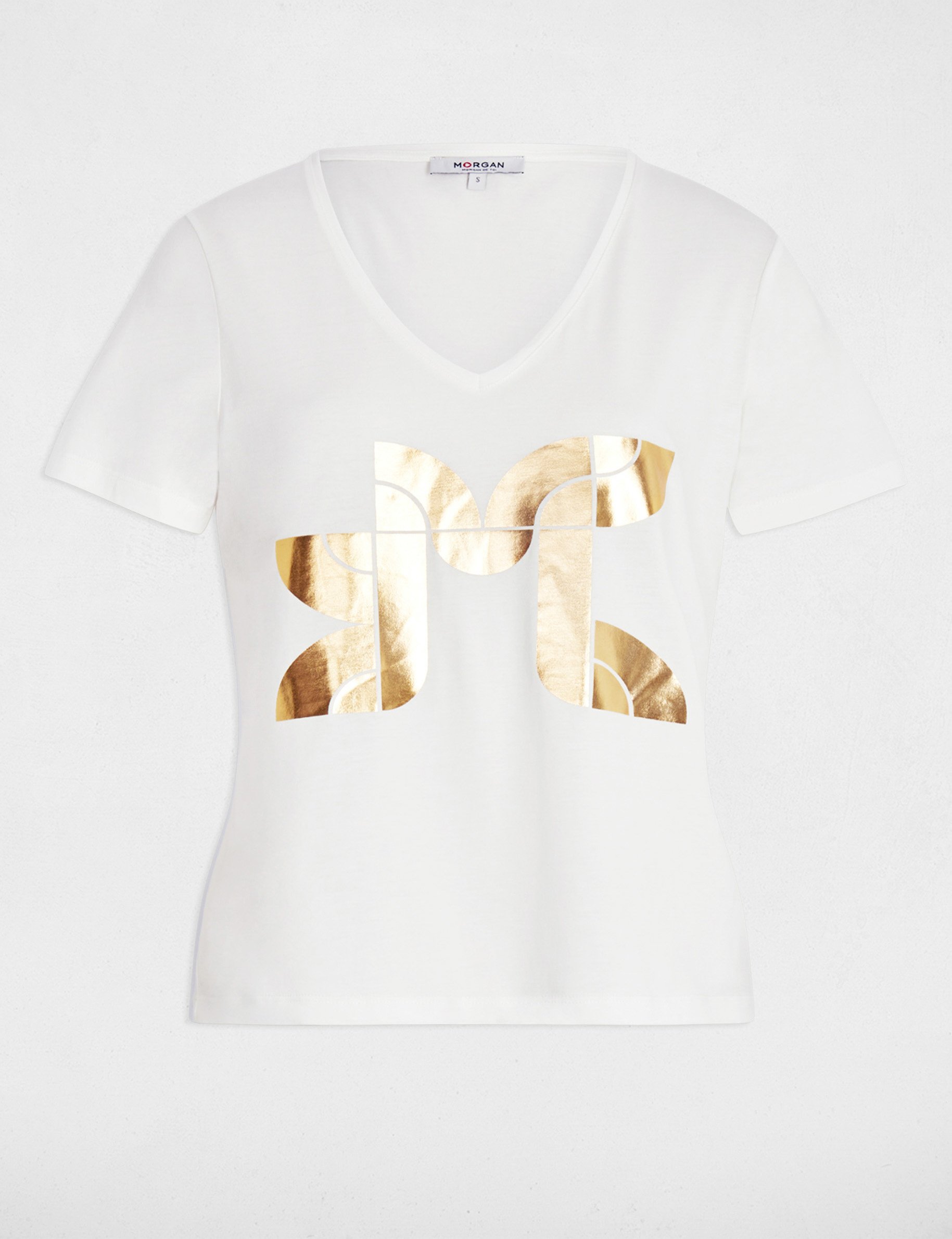 t shirt court serigraphie blanc femme T-shirt court sérigraphié blanc femme