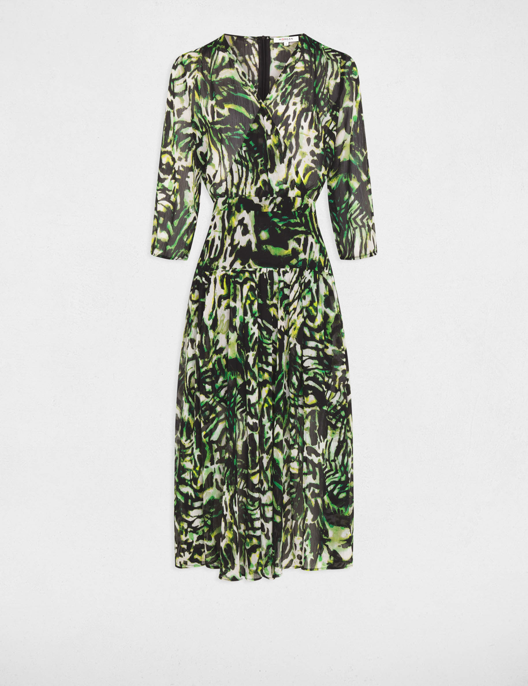lange soepele jurk met print meerkleurig vrouw Lange soepele jurk met print meerkleurig vrouw