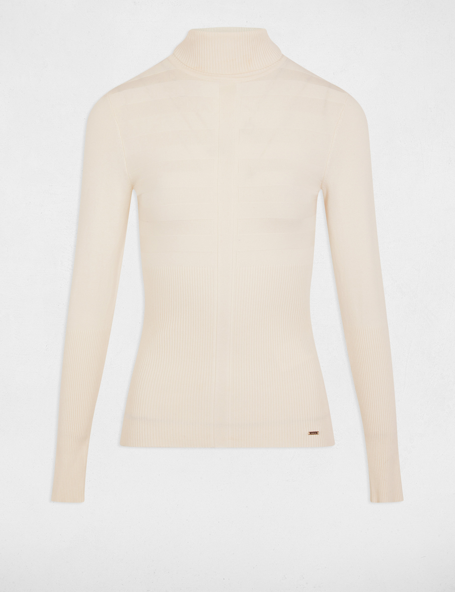 Pull col roul&eacute; cintr&eacute; ivoire femme