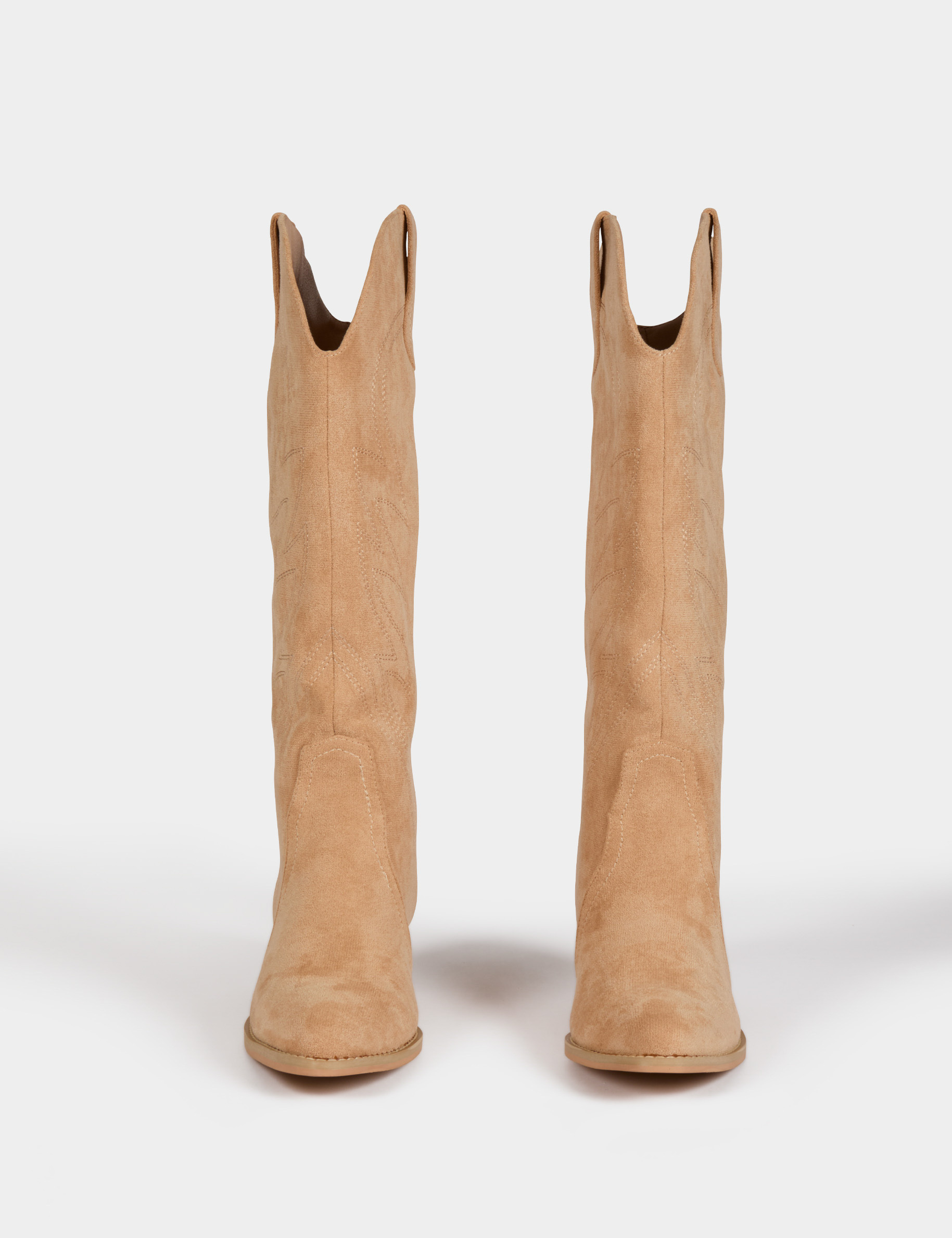 Botte western su&eacute;dine beige femme