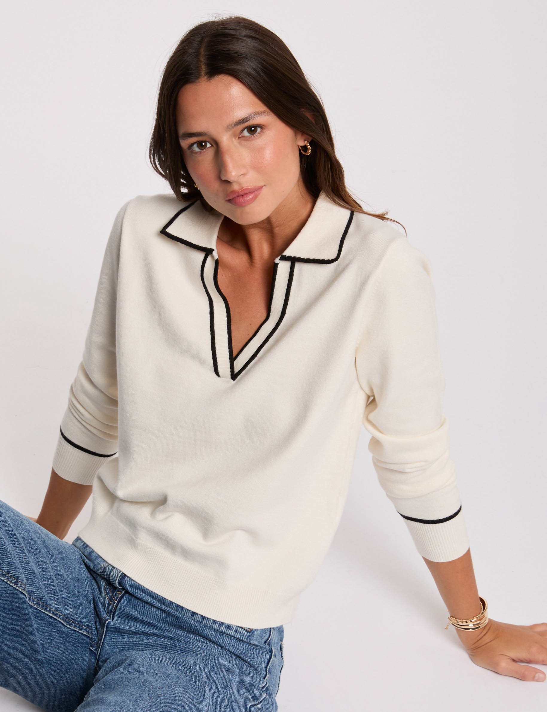 pull col polo ivoire femme Pull col polo ivoire femme