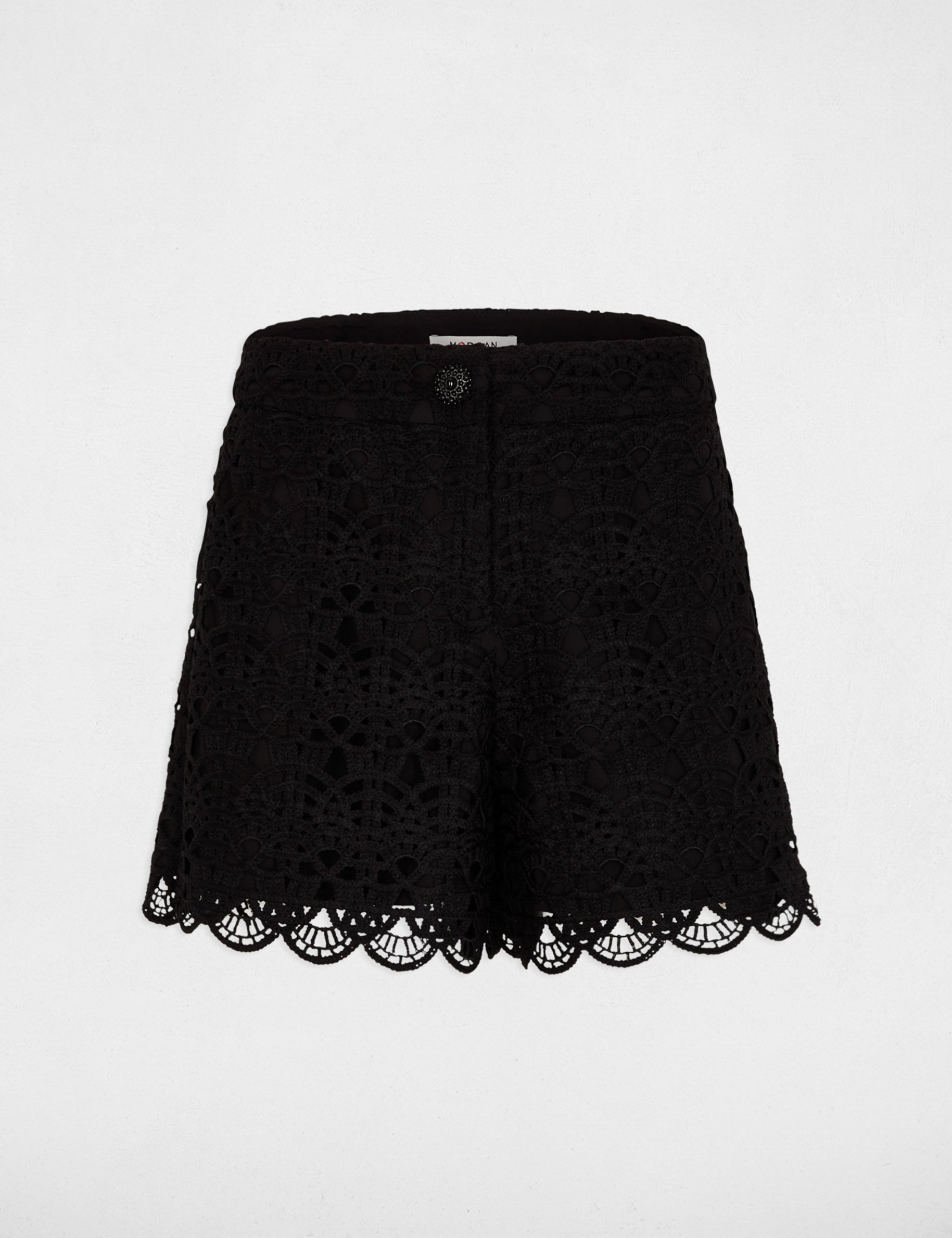 Short large dentelle noir femme