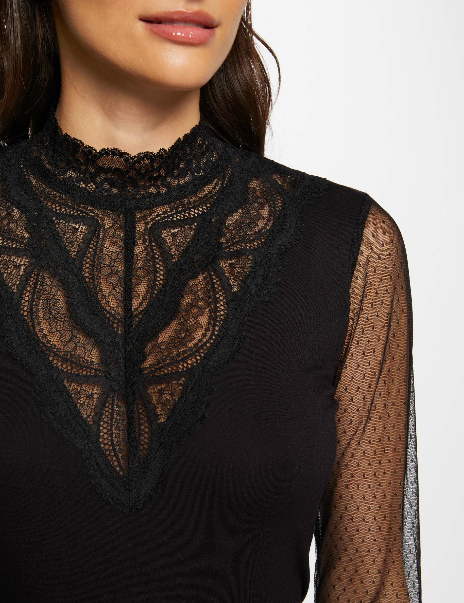 t shirt manches longues noir femme T-shirt manches longues noir femme