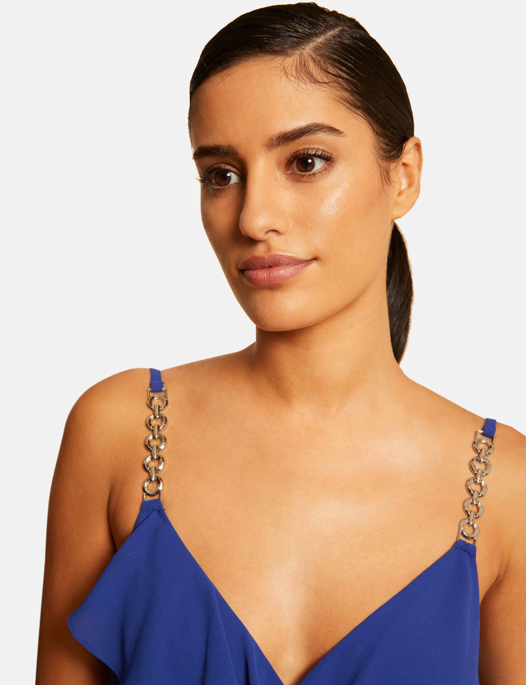 Skaterjurk met overslagkraag bleu electrique vrouw