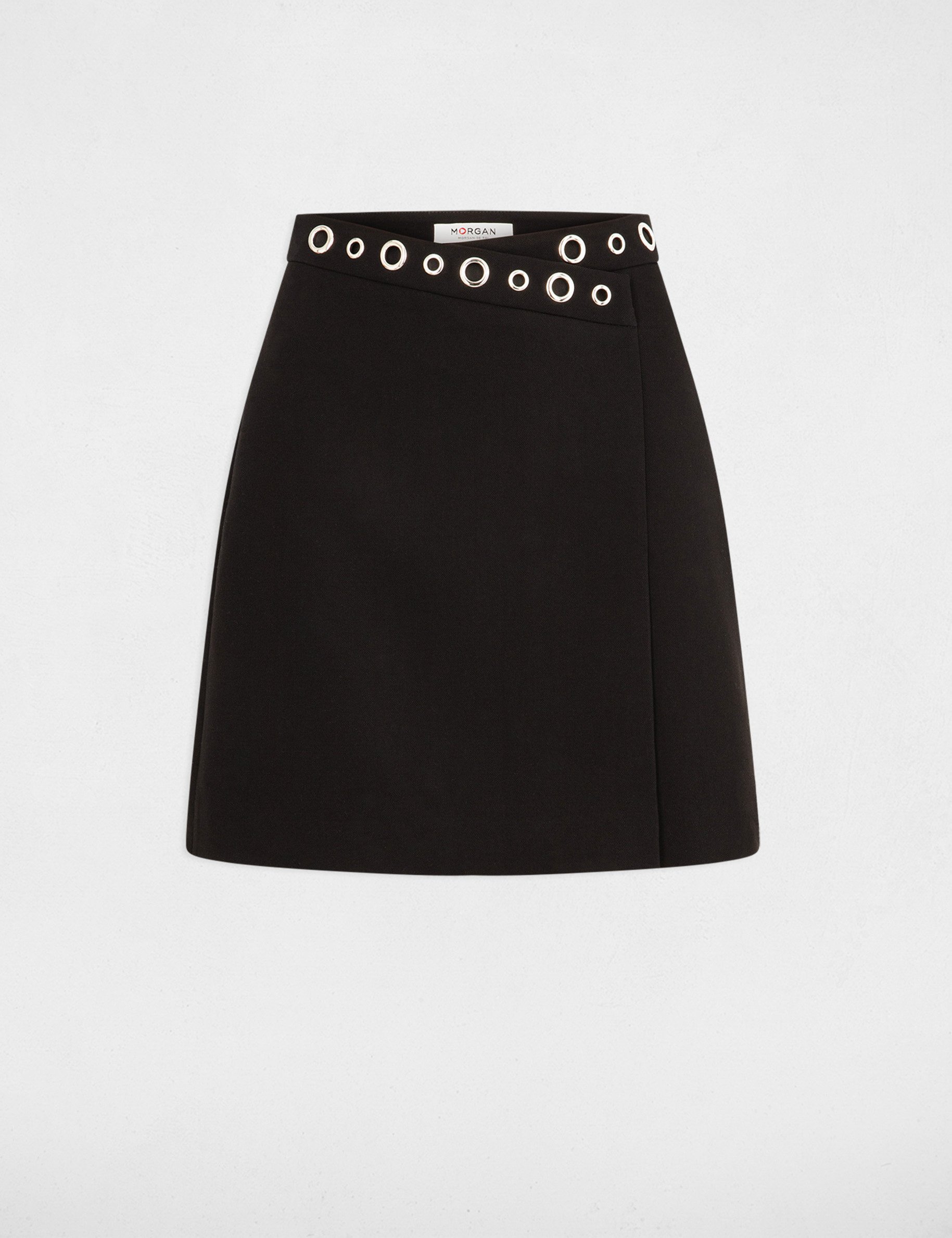 jupe courte details oeillets noir femme Jupe courte détails oeillets noir femme