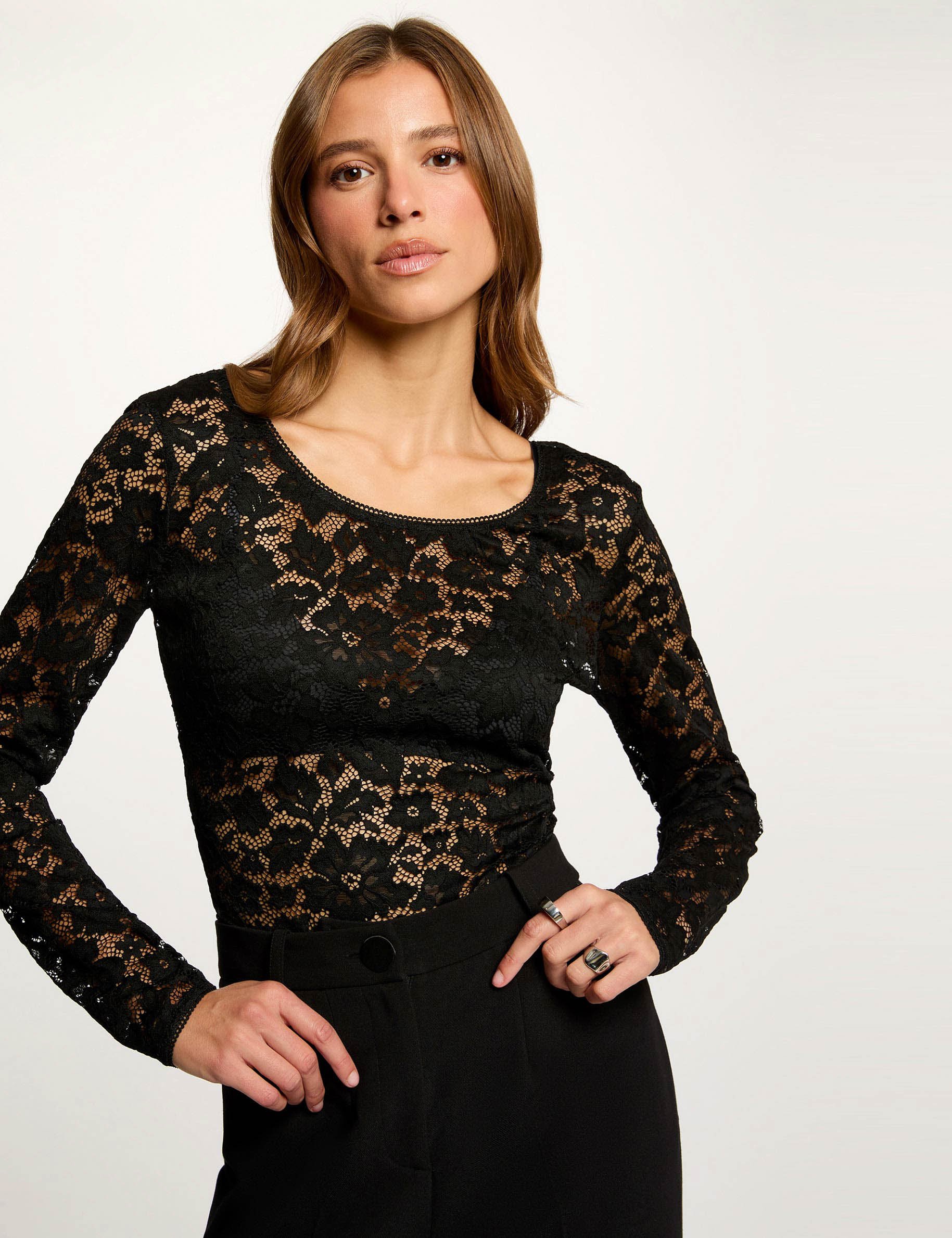 body dentelle decollete noir femme zwart vrouw