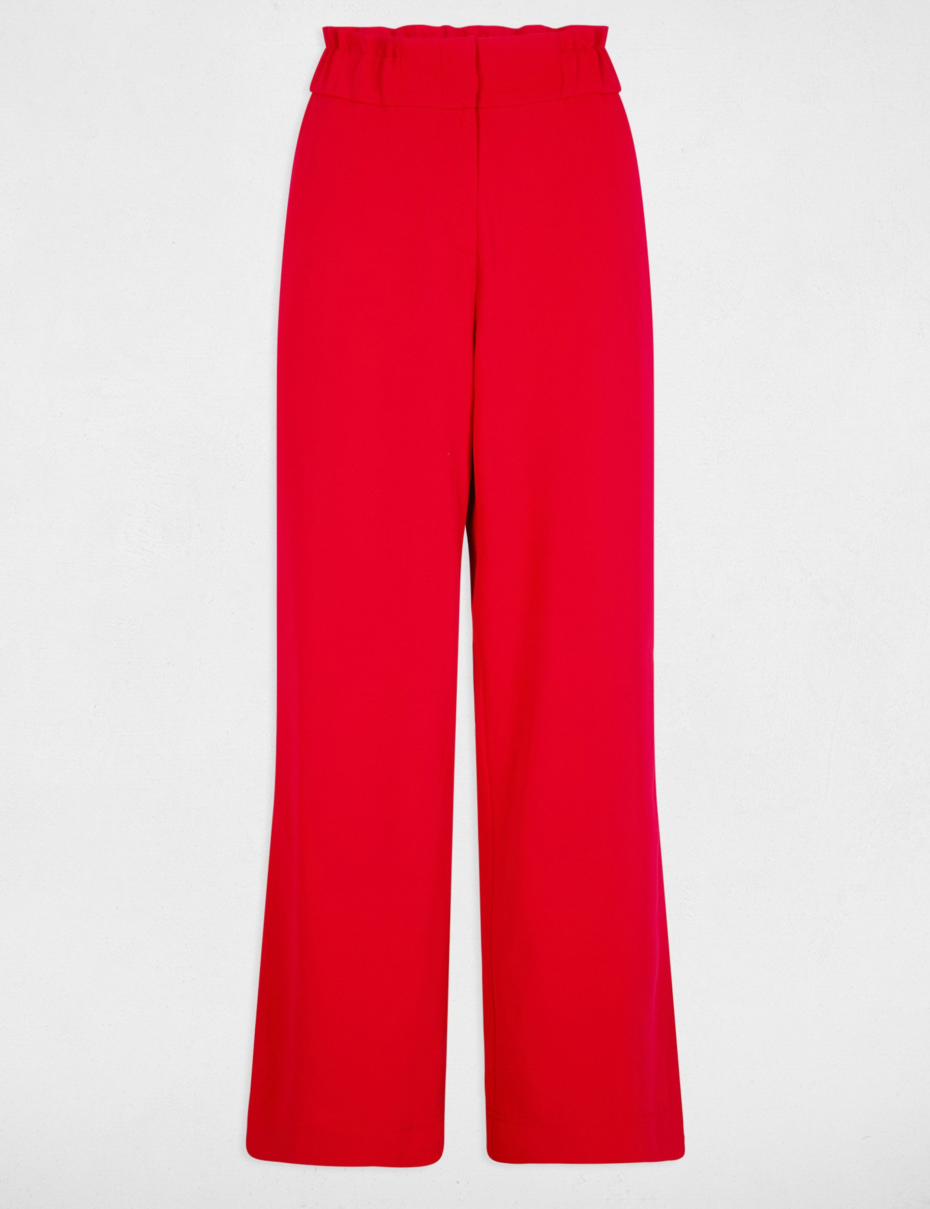pantalon large a fronces rouge femme Pantalon large à fronces rouge femme