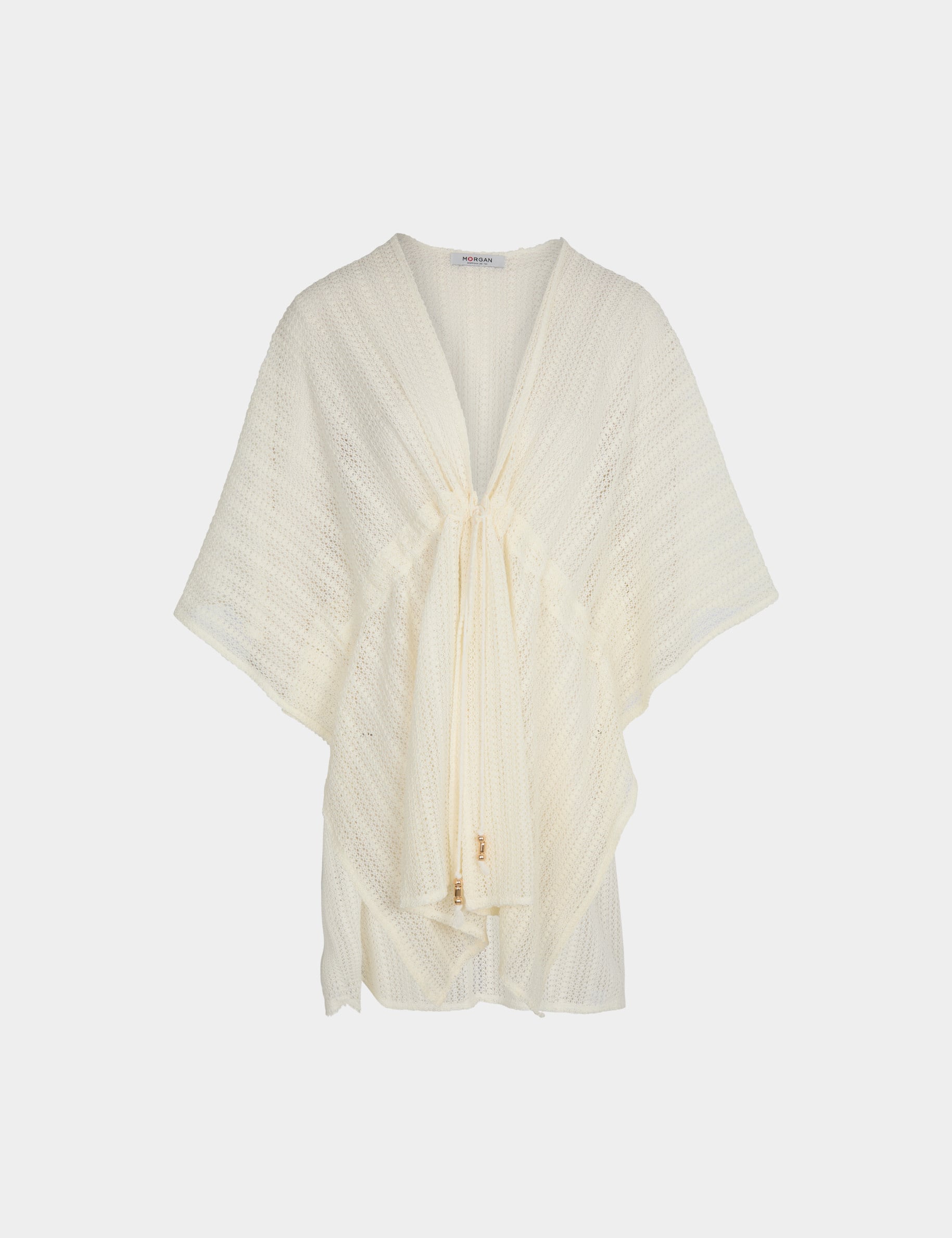 Poncho col v blanc femme