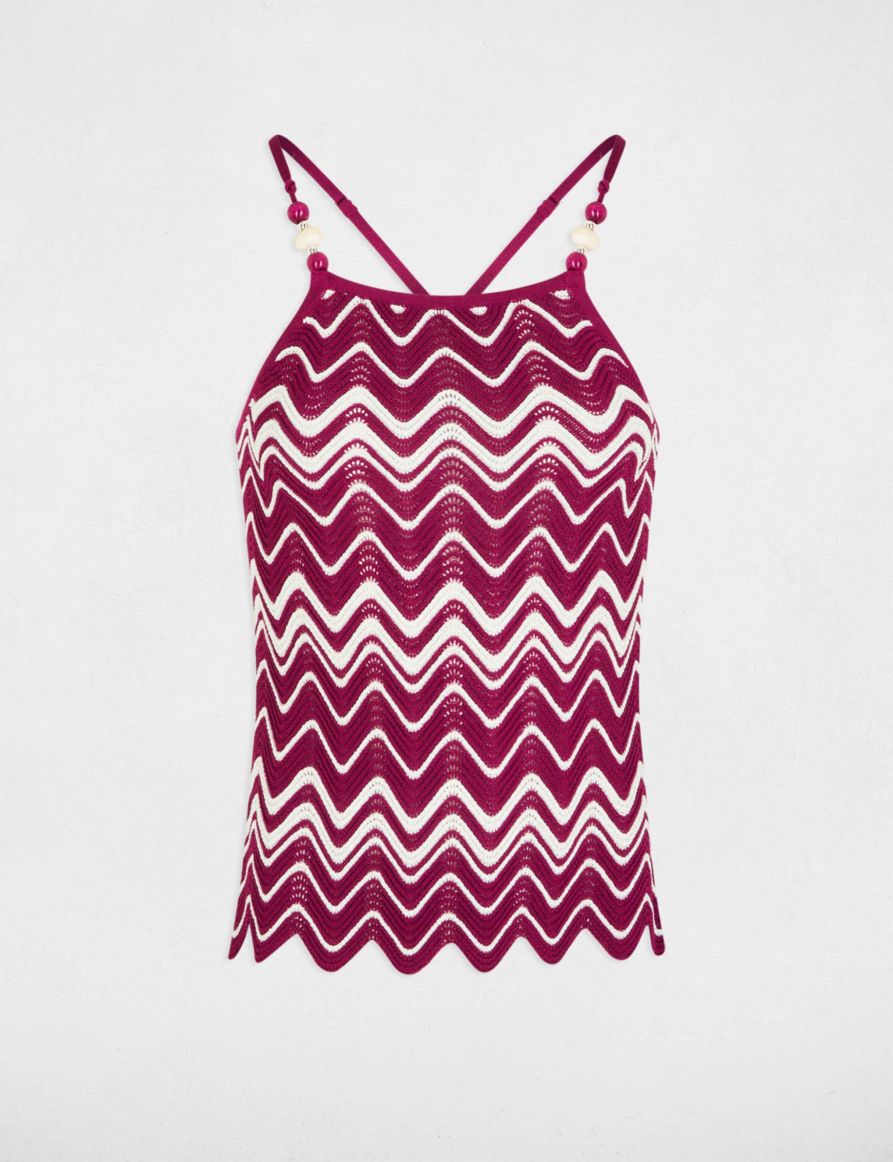 Gebreide top met print pruim vrouw