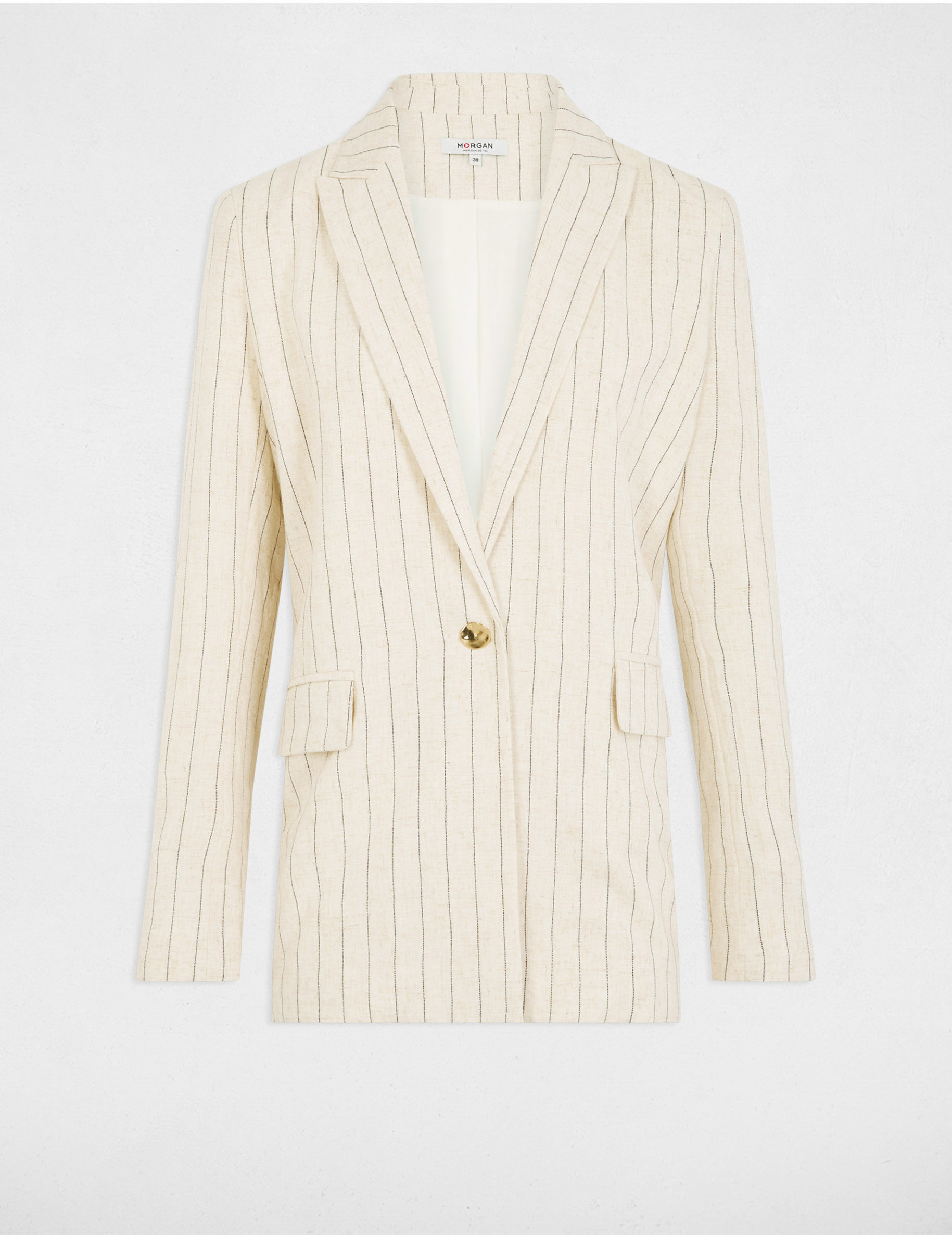 gestreepte blazer beige vrouw Gestreepte blazer beige vrouw