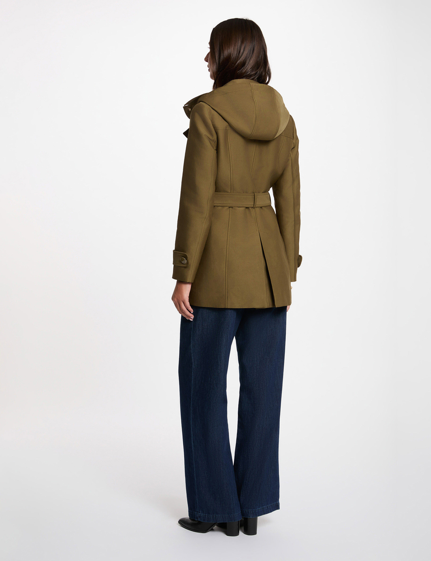 Getailleerde trenchcoat met capuchon brons vrouw