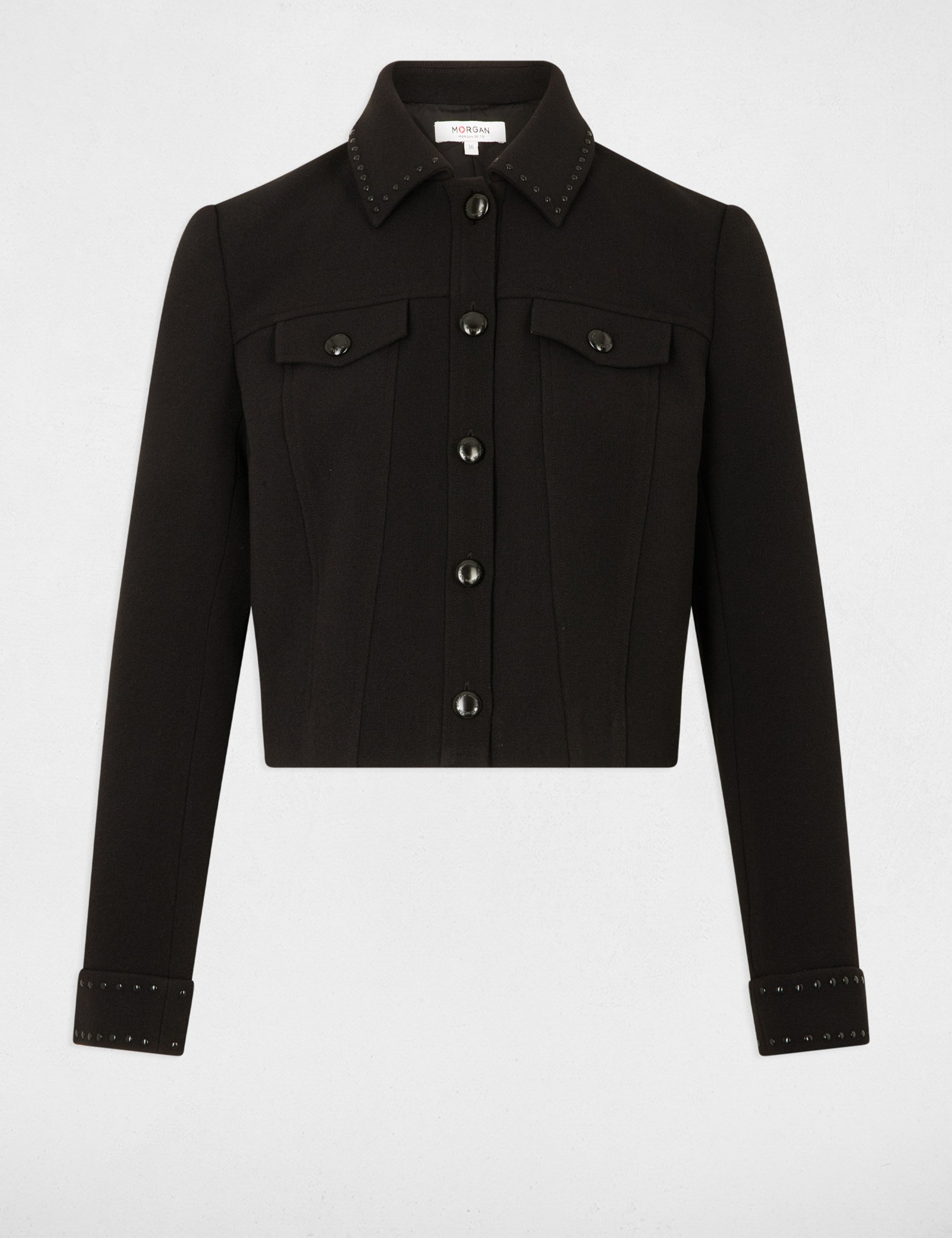veste courte cloutee noir femme Veste courte cloutée noir femme