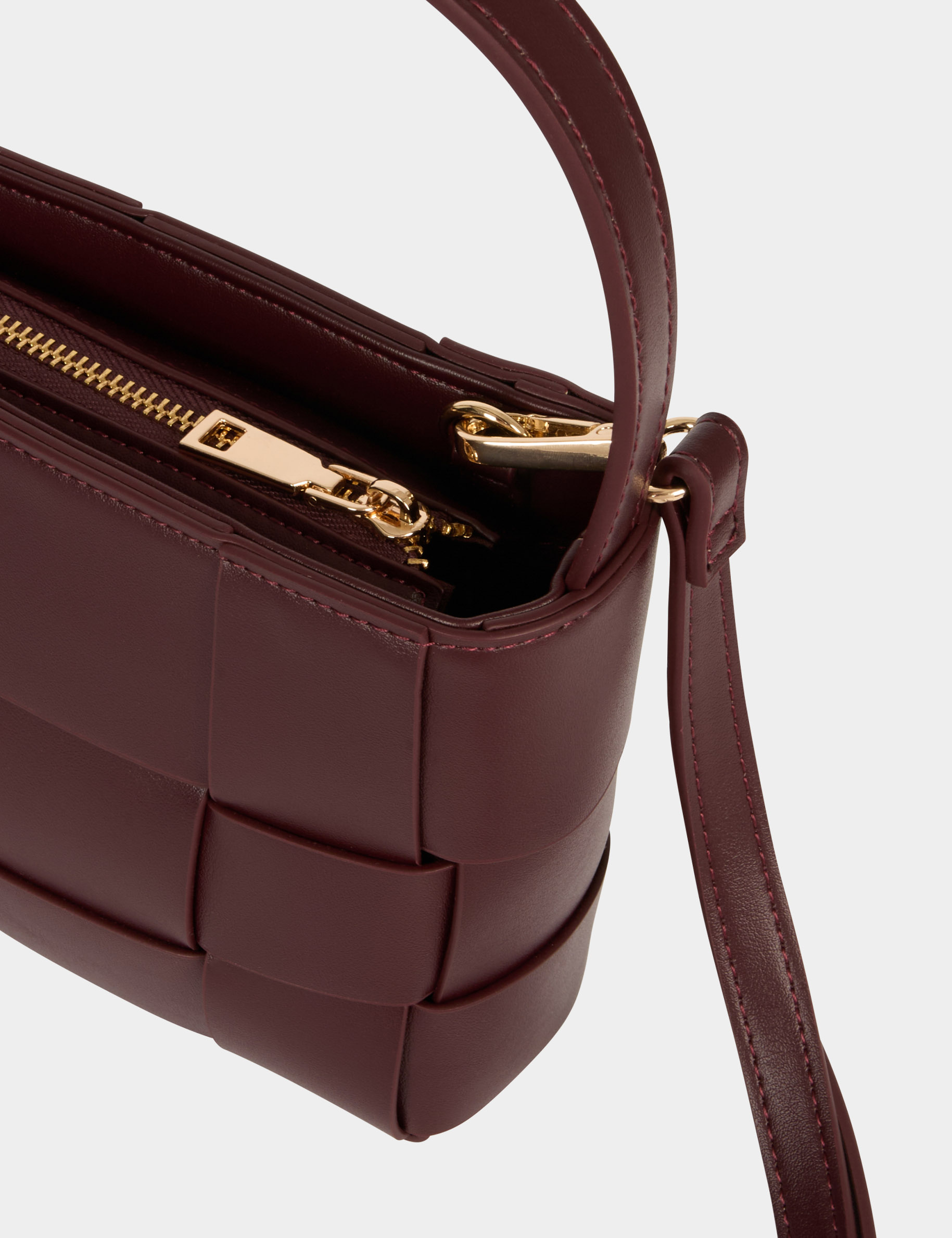 Gevlochten tas van imitatieleer bordeaux vrouw