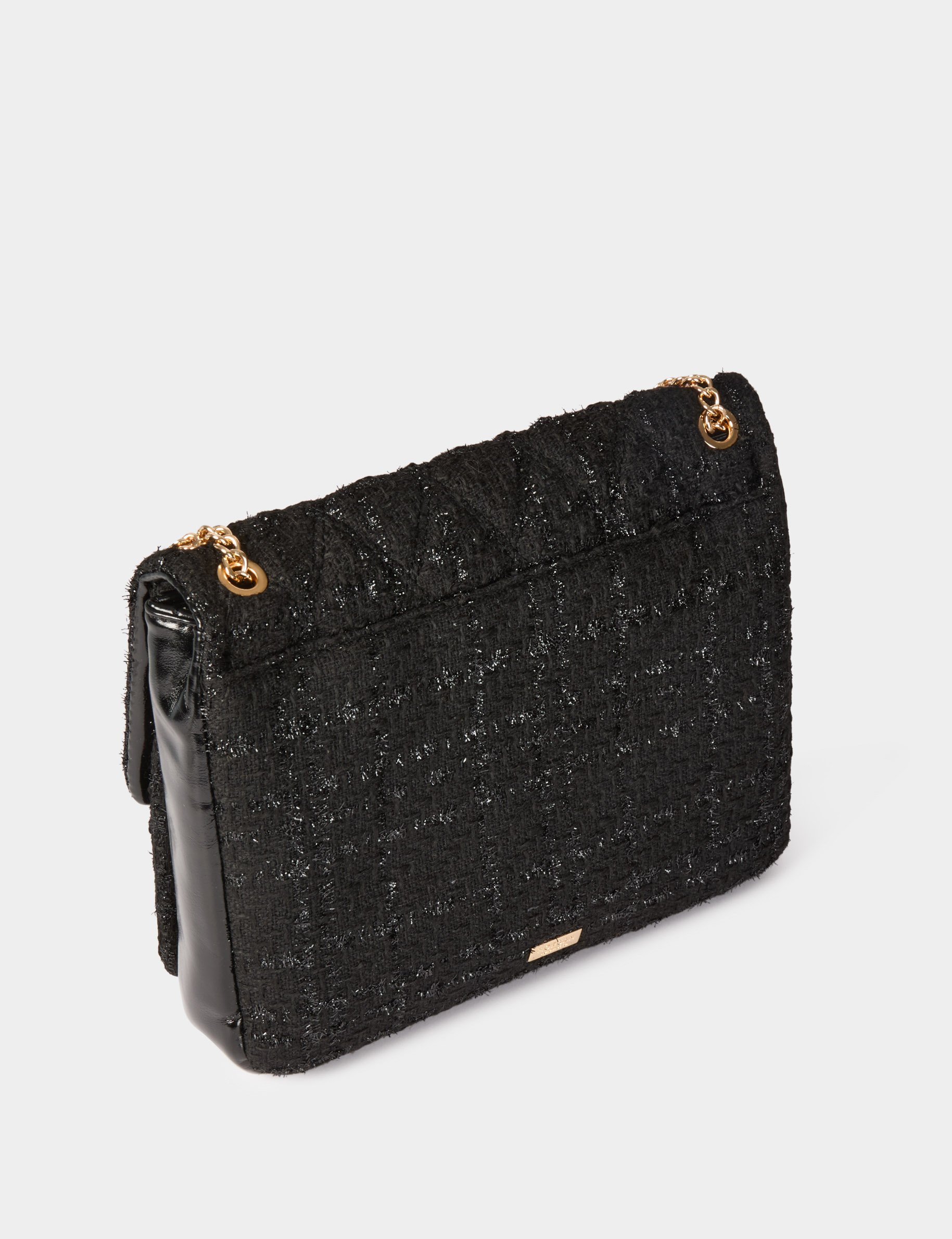 Sac tweed métallisé noir femme