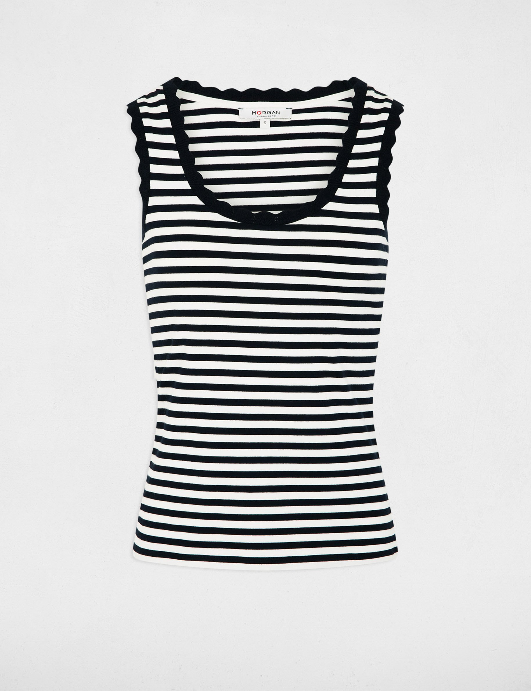 Gestreepte tanktop met ronde hals marineblauw vrouw