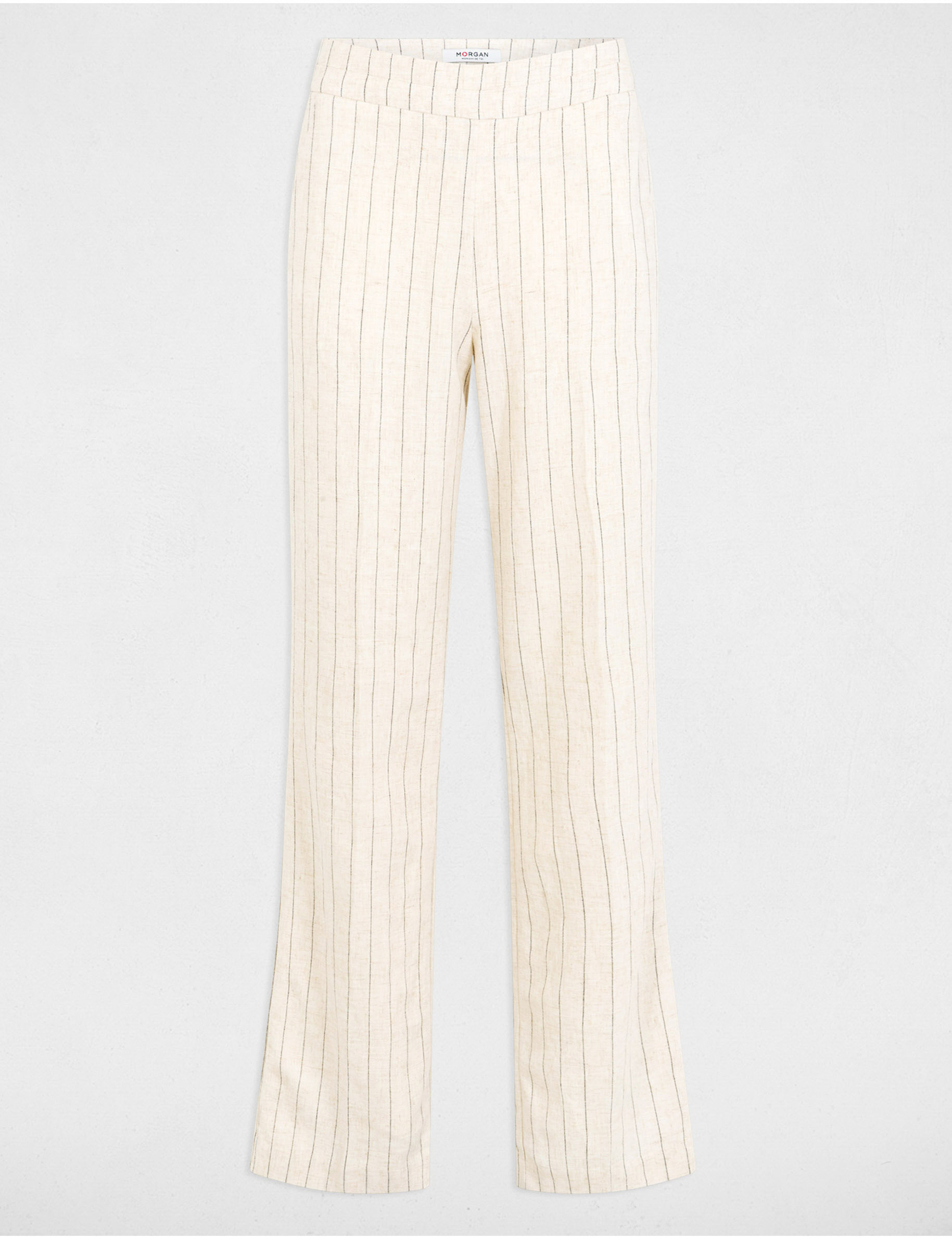 Gestreepte wijde broek beige vrouw