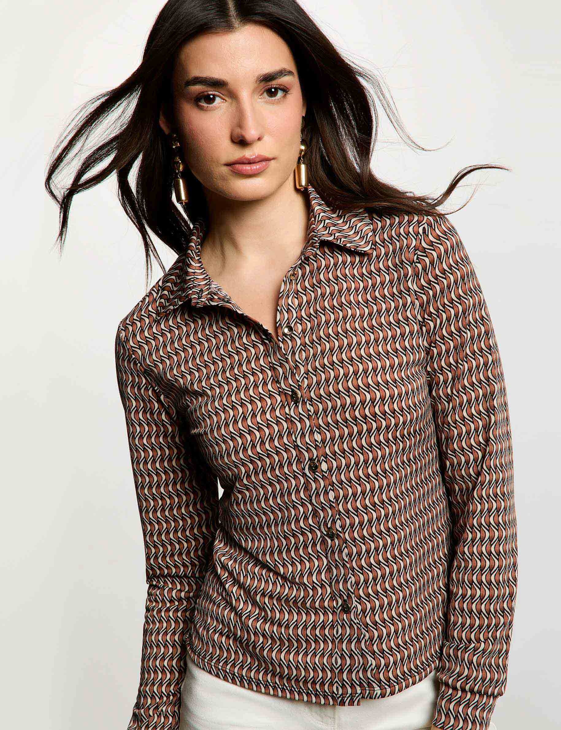 T-shirt met kraag meerkleurig vrouw