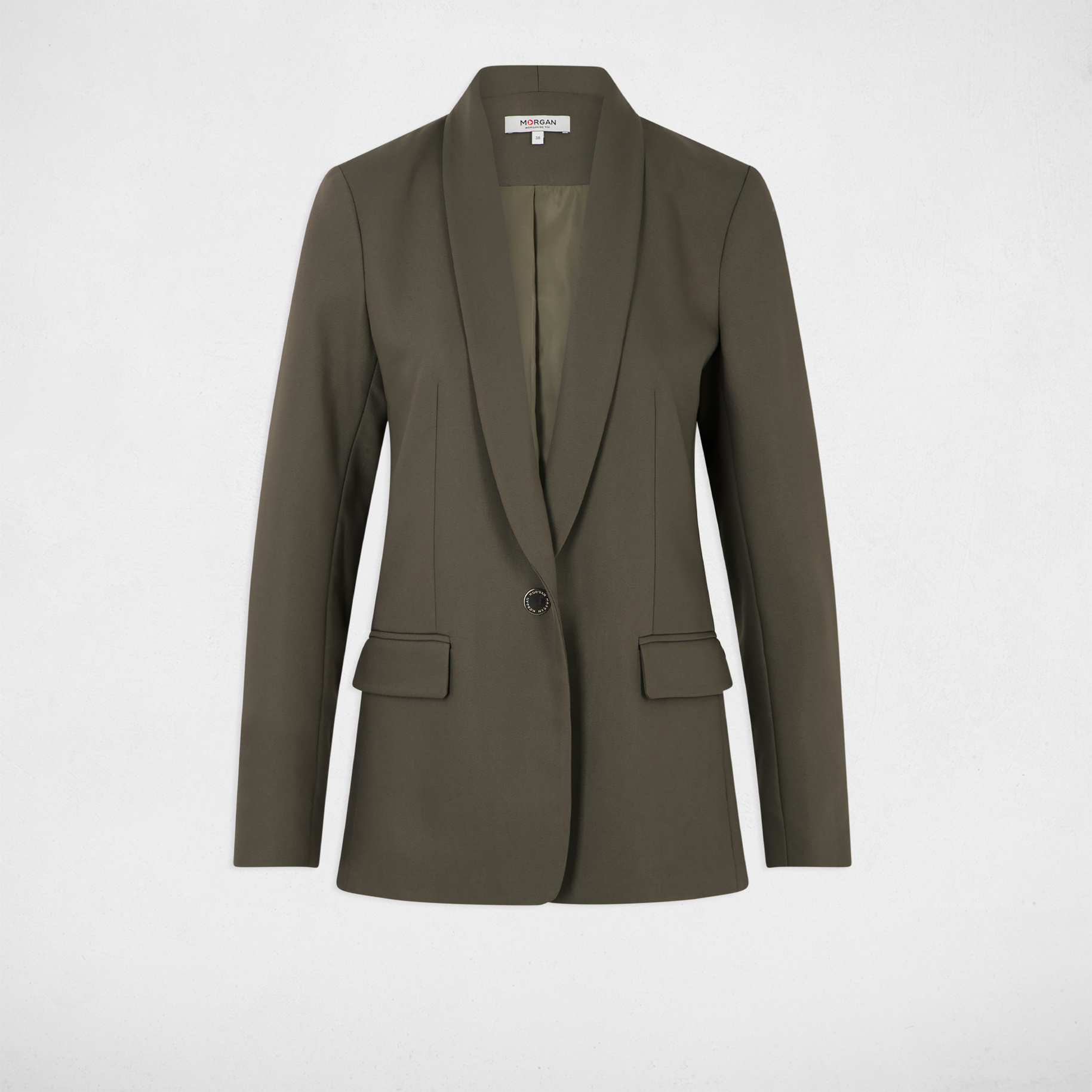 veste courte col chale vert kaki femme Veste courte col châle vert kaki femme