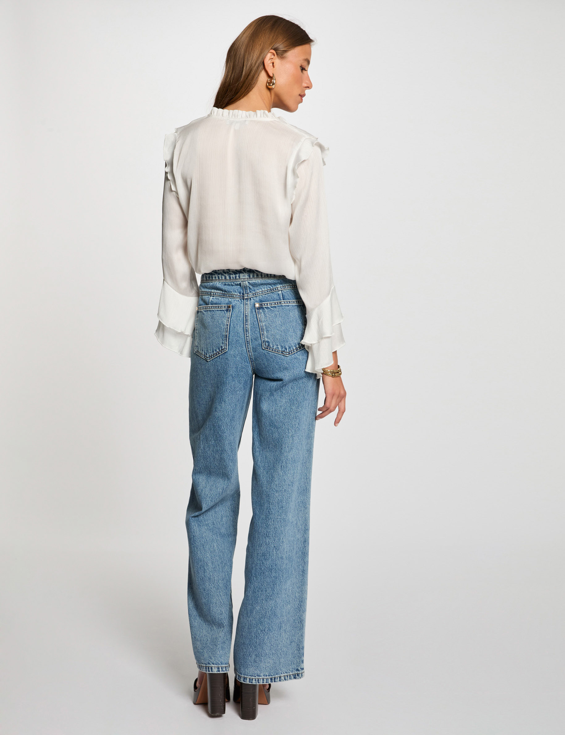 Blouse met lange mouwen helder wit vrouw