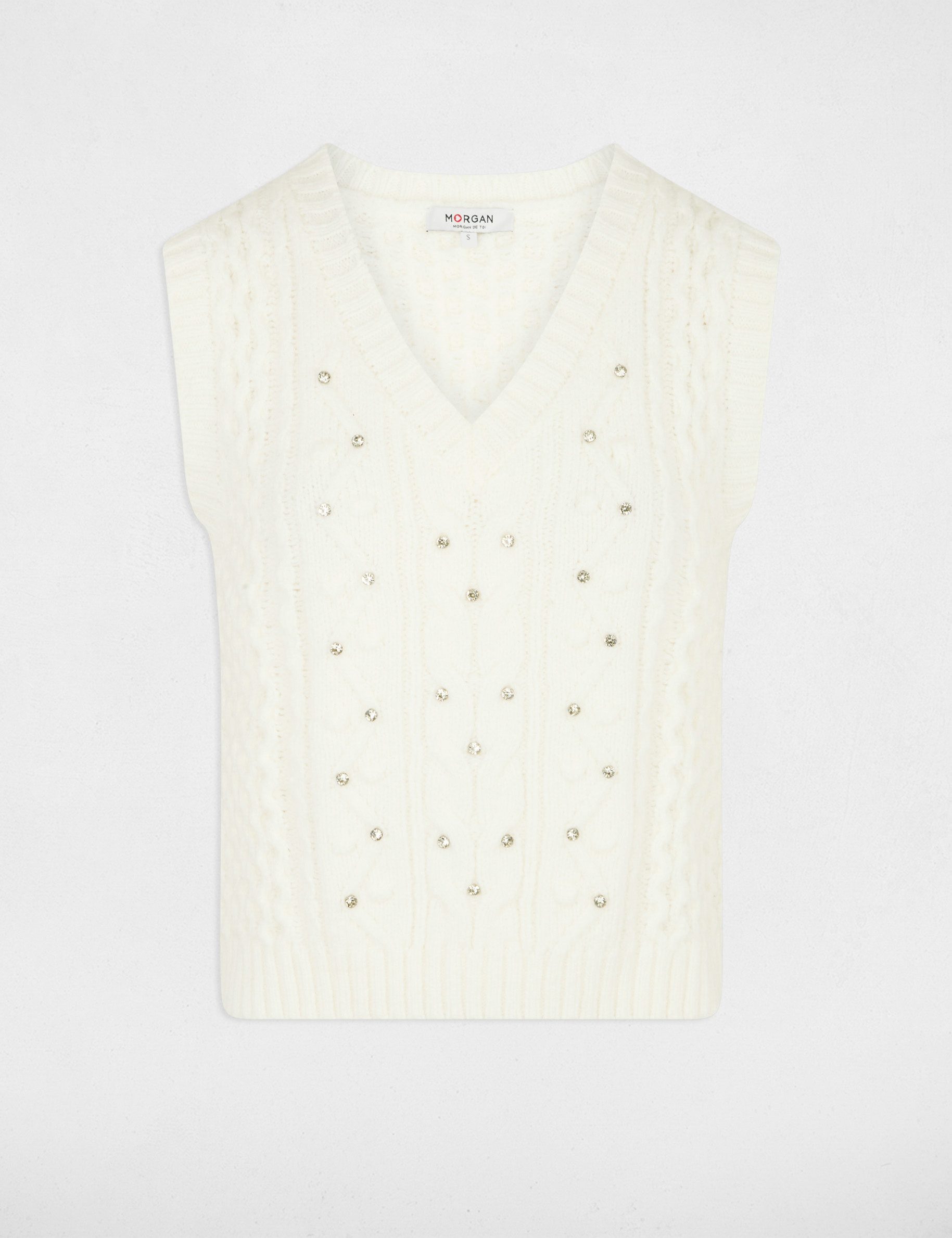Pull sans manches blanc femme