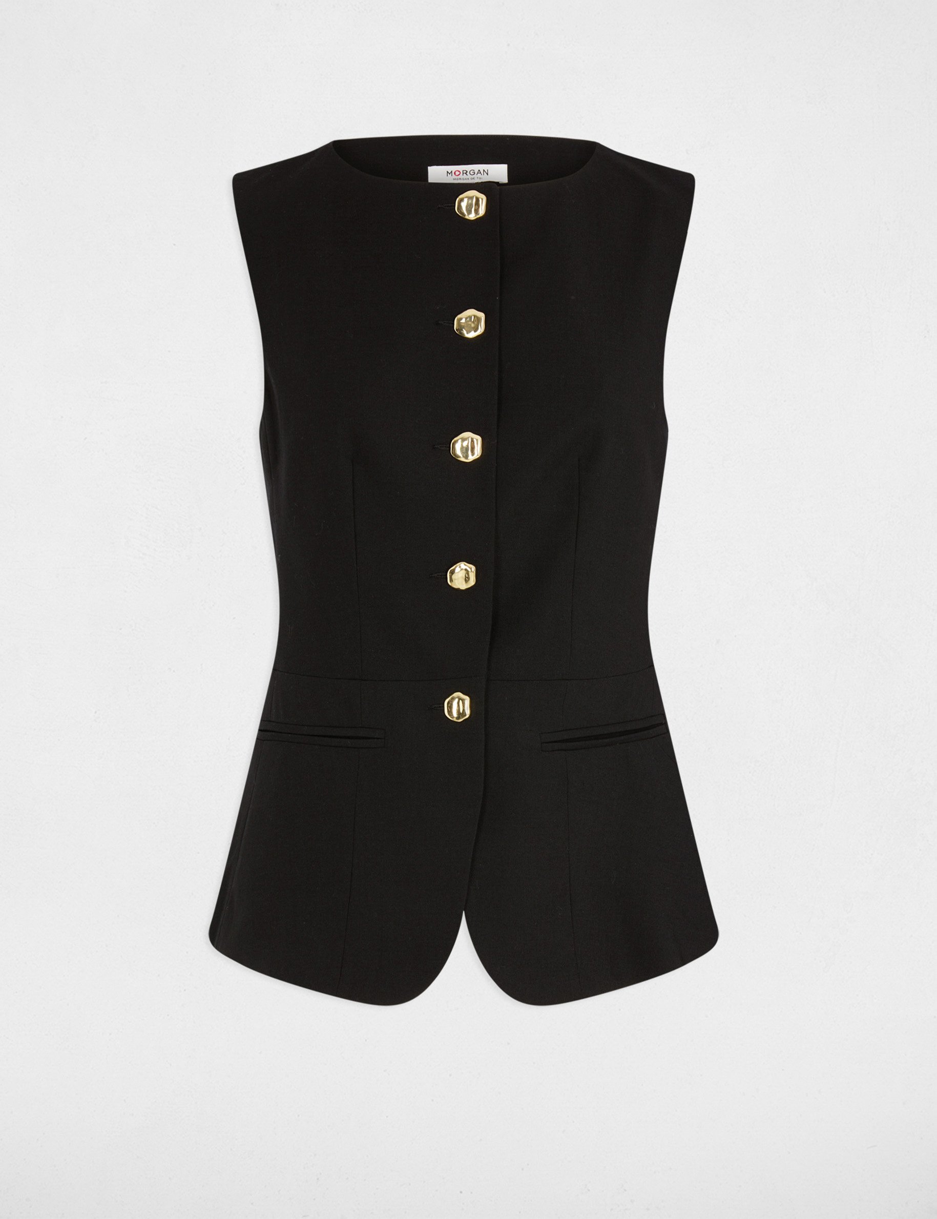 Getailleerd mouwloos vest zwart vrouw