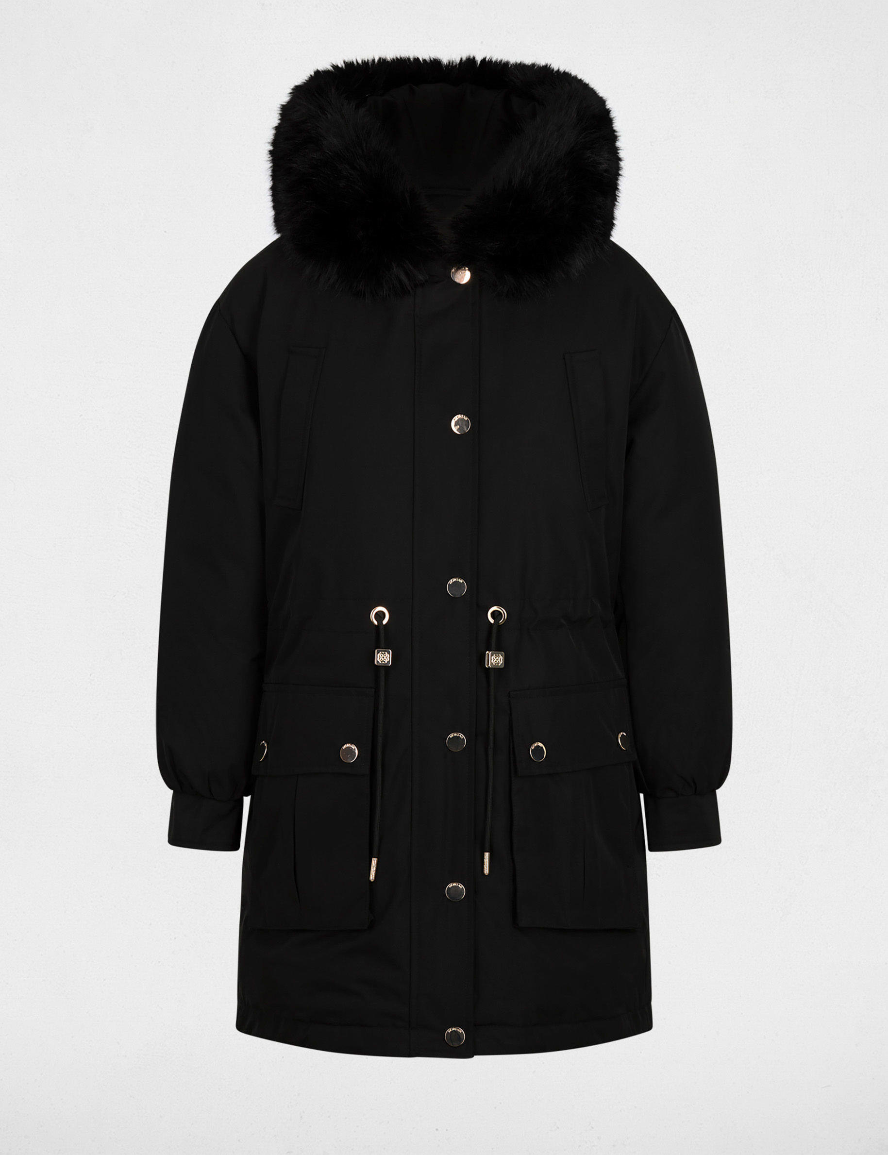 Parka col fourrure noir femme