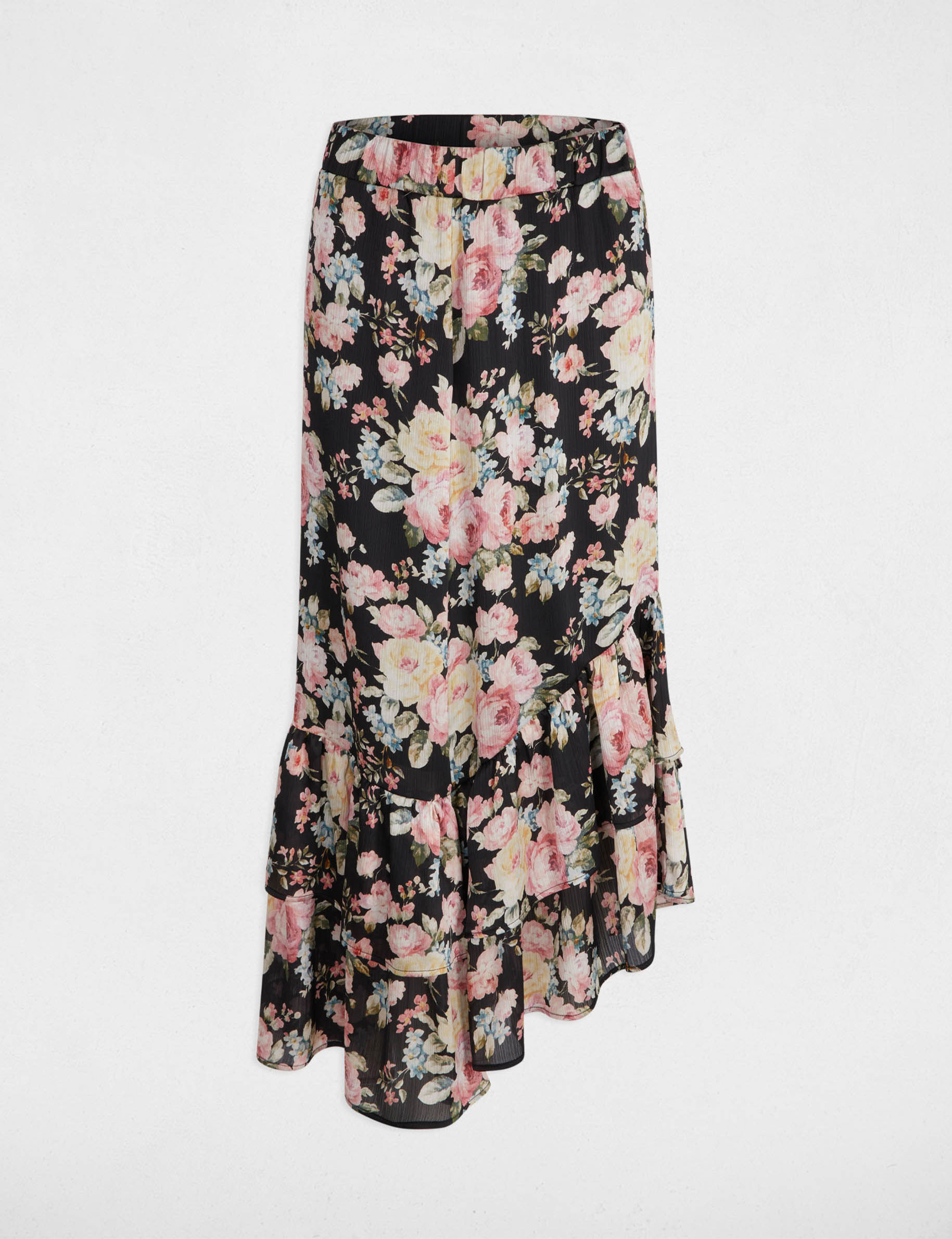 midi rok met ruches en print meerkleurig vrouw Midi-rok met ruches en print meerkleurig vrouw