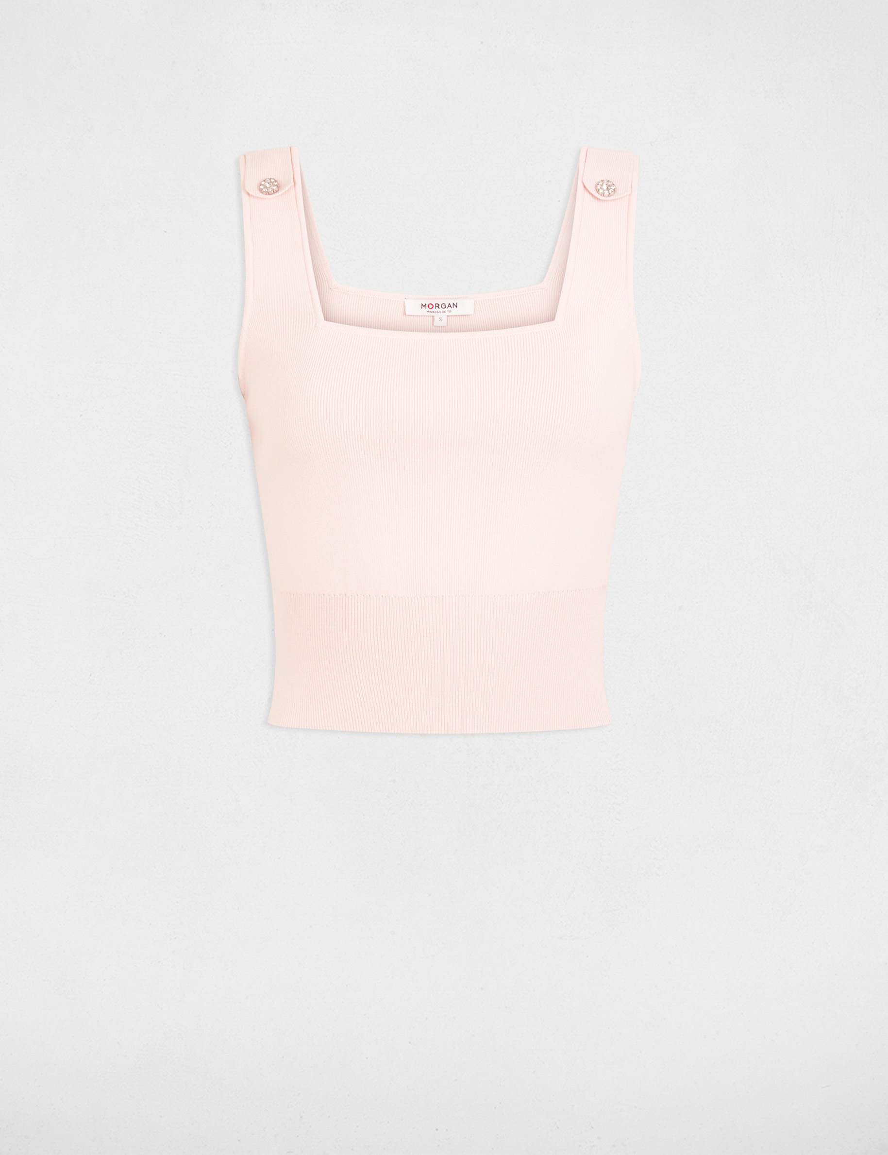 Getailleerde tanktop met vierkante hals pastelroze vrouw