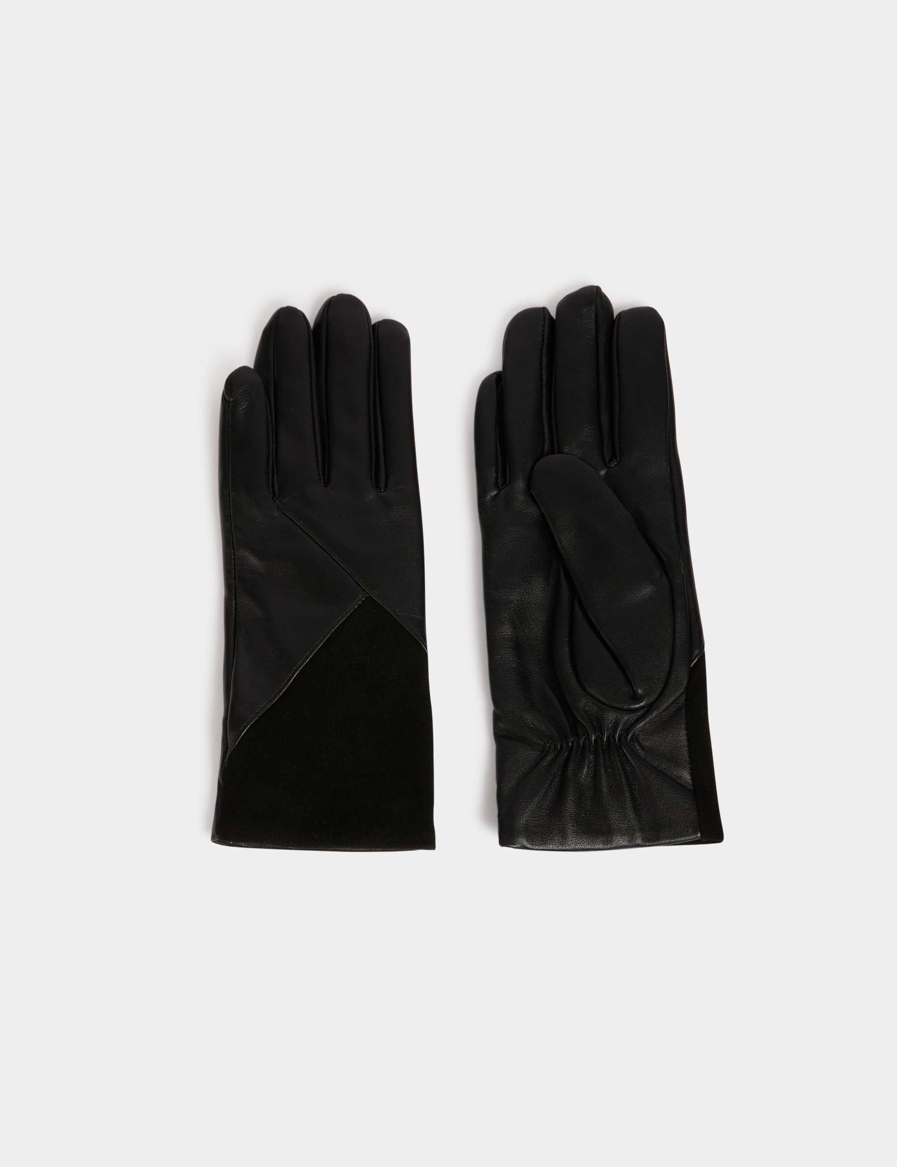 Gants bimatière noir femme
