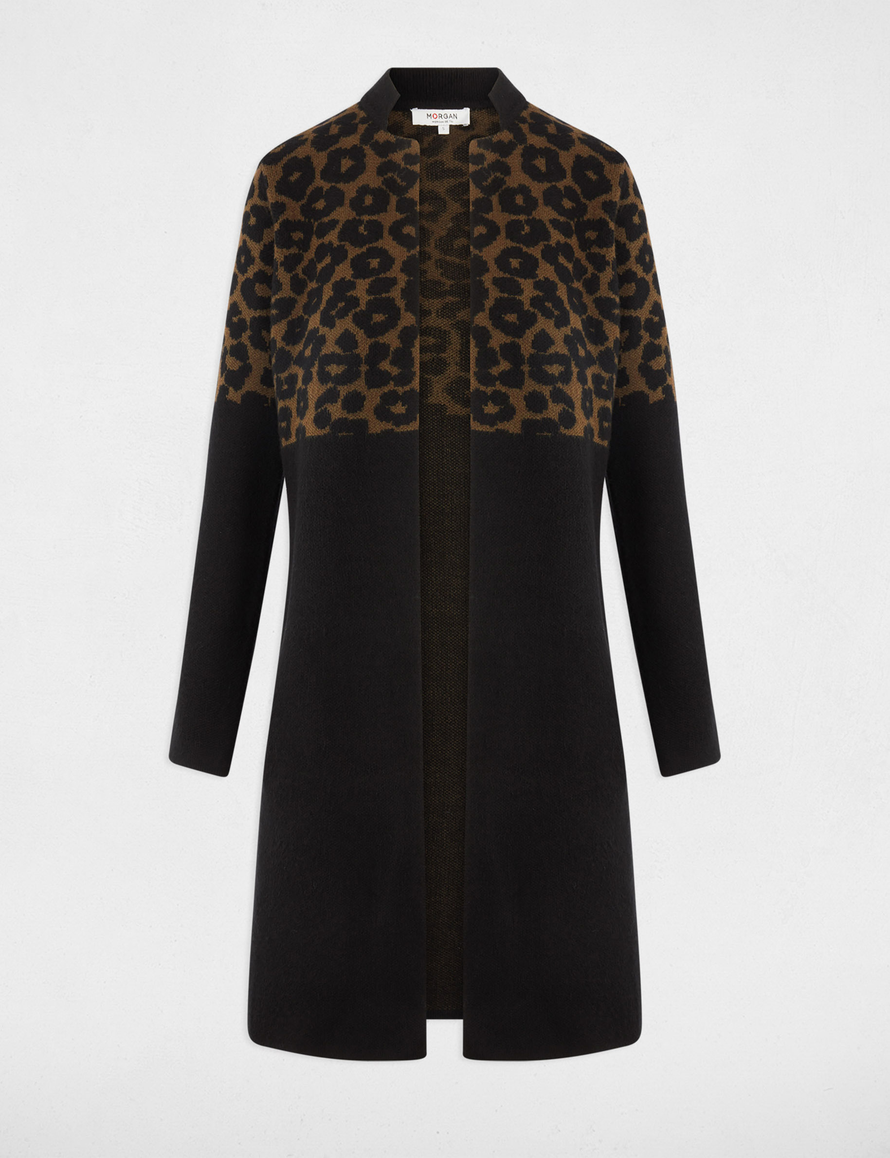 gilet jacquard leopard multicolore femme meerkleurig vrouw