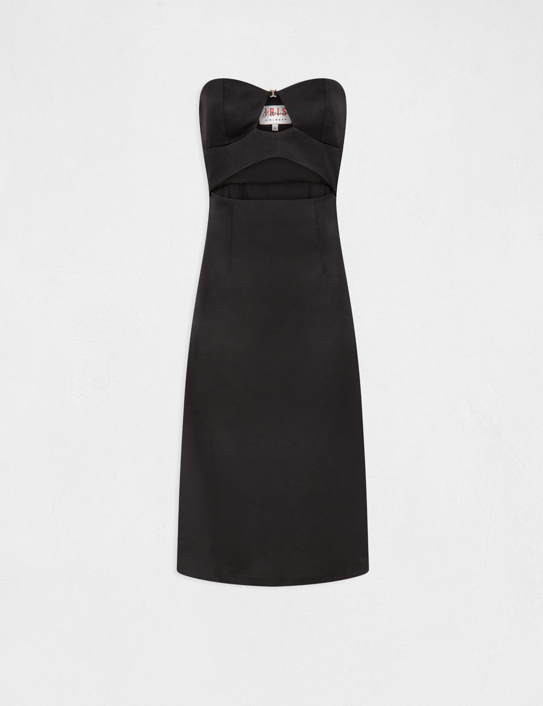 Robe midi trapèze sans manches noir femme