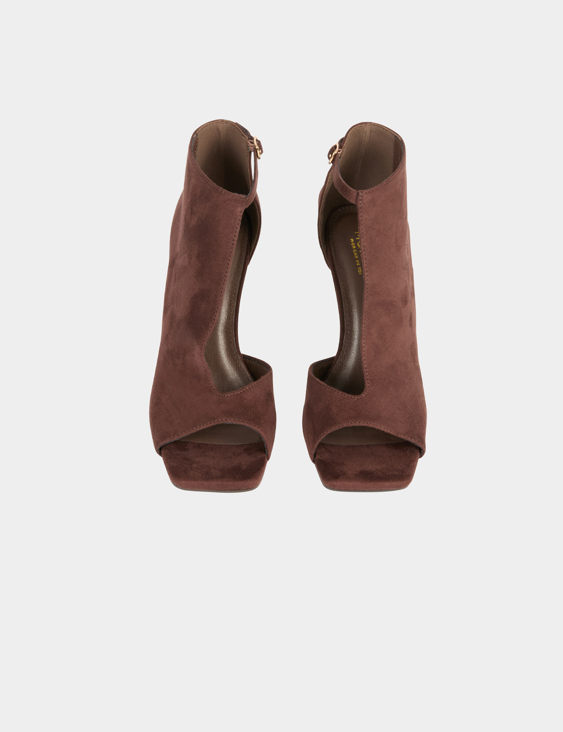 Sandales &agrave; talons demi-ouvertes marron fonc&eacute; femme