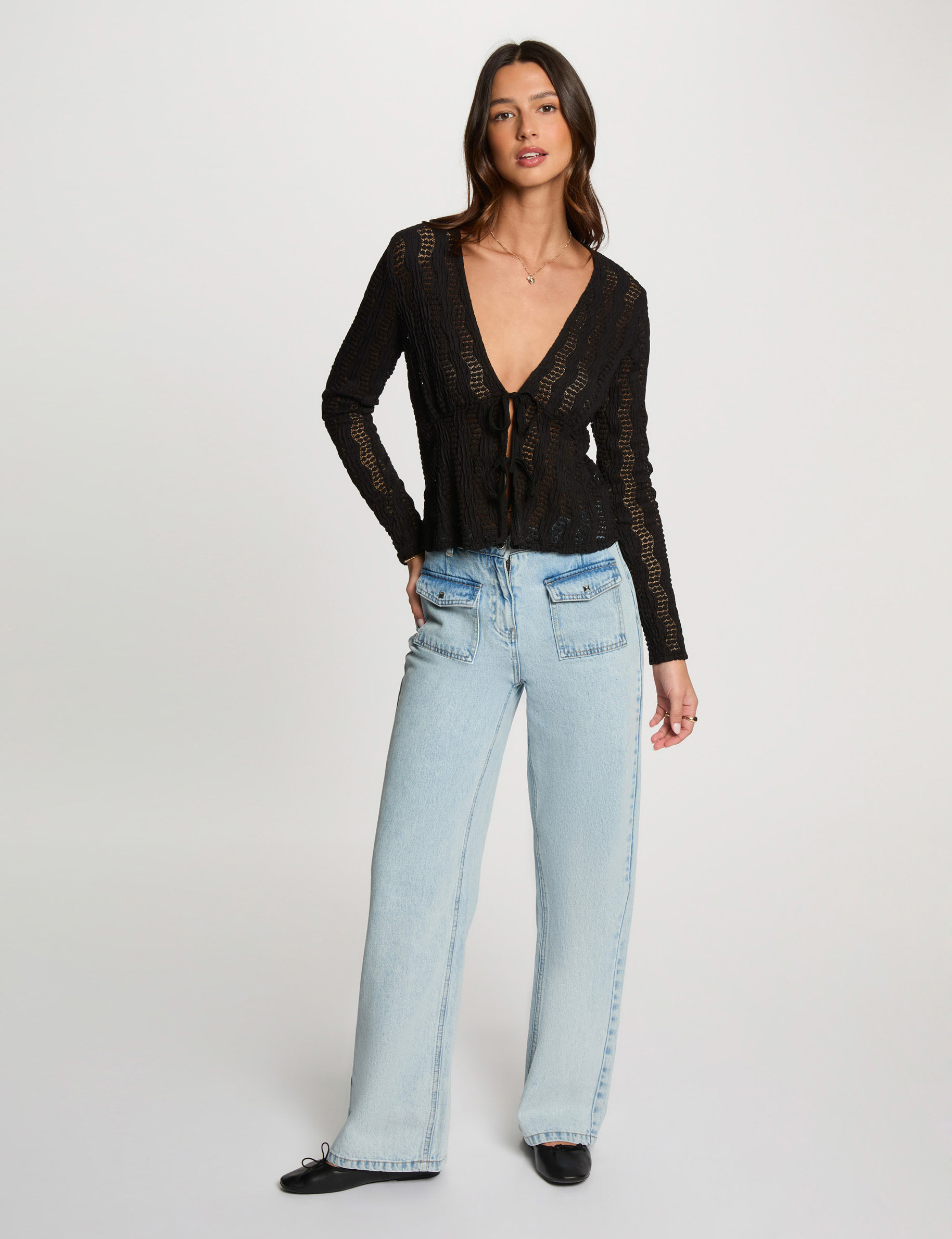 t shirt manches longues noir femme T-shirt manches longues noir femme