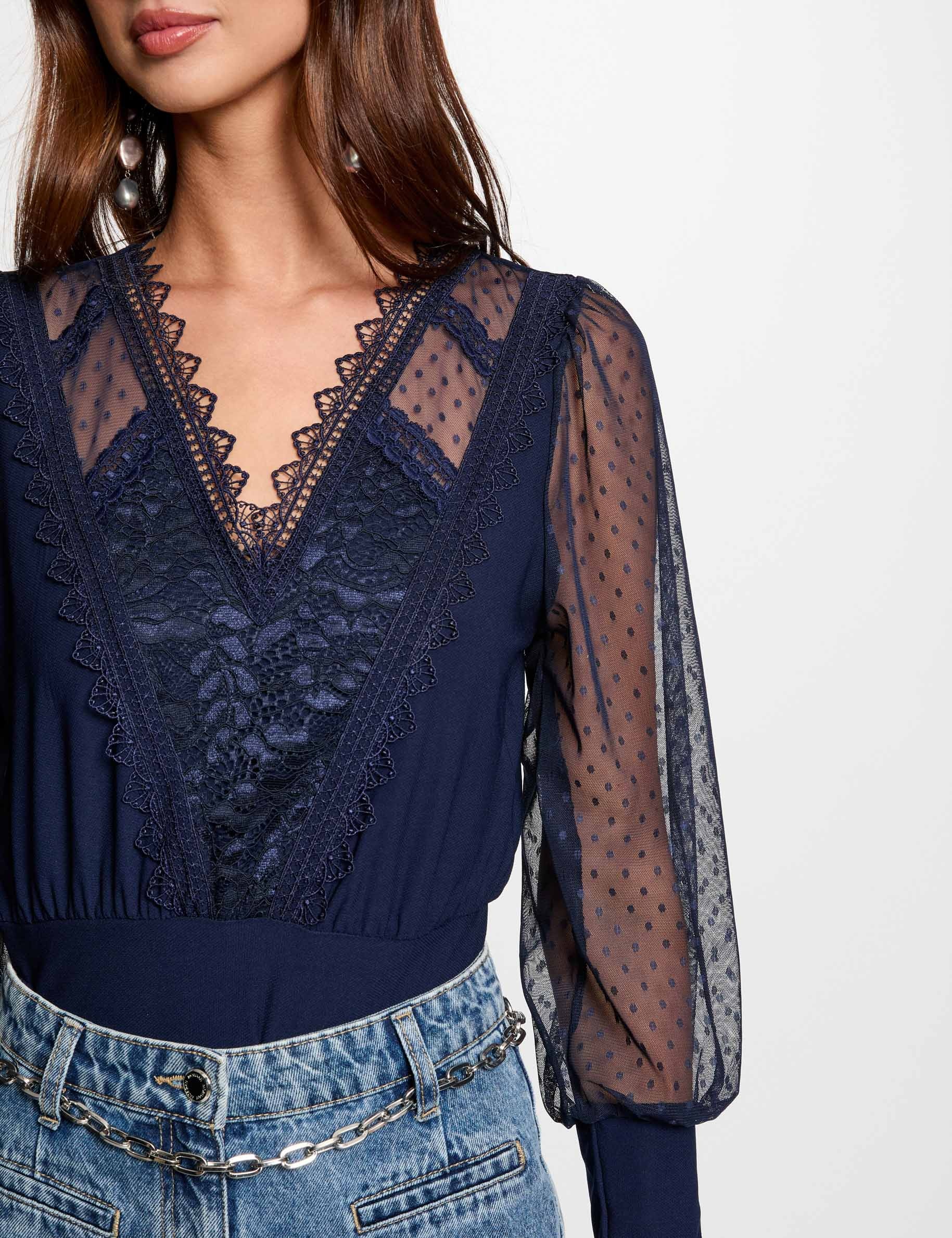 T-shirt manches longues bleu marine femme