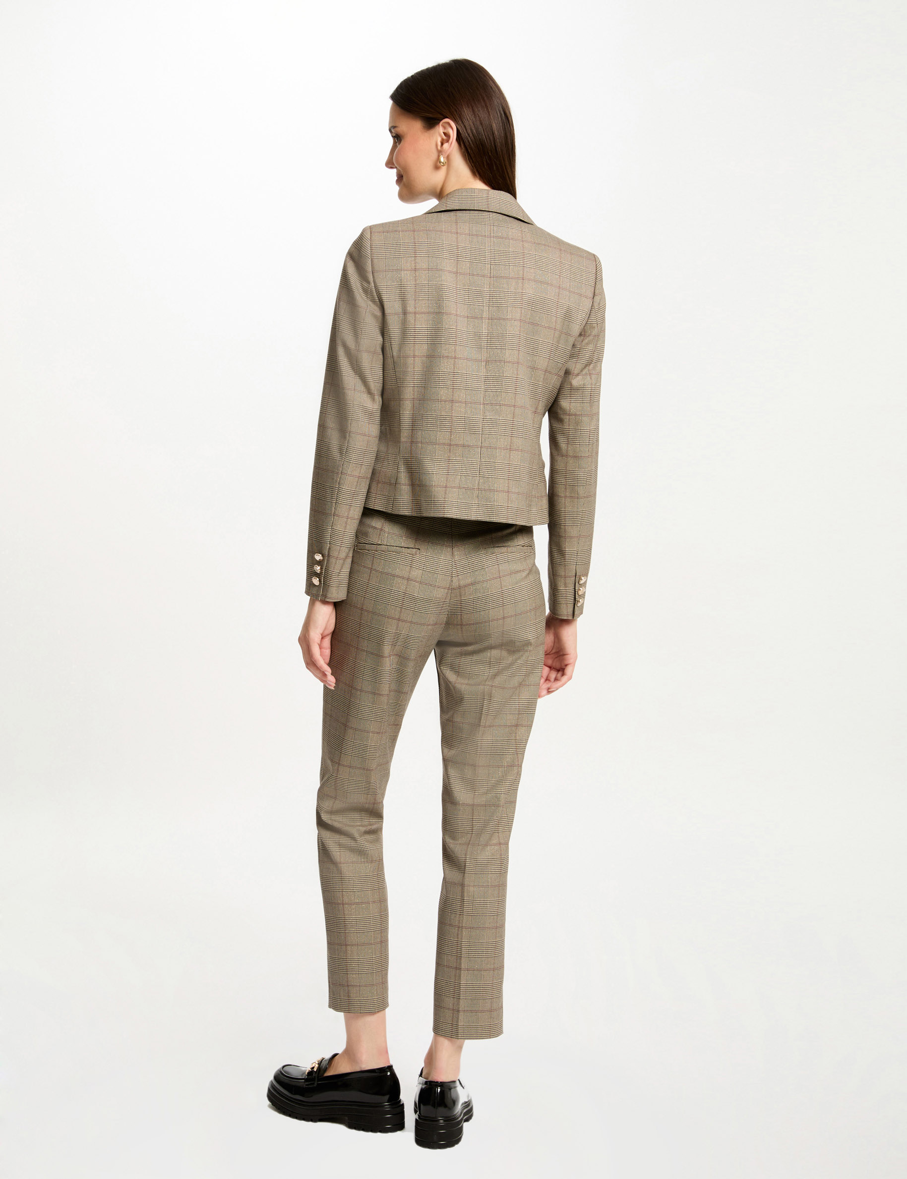 getailleerde geruite blazer meerkleurig vrouw Getailleerde geruite blazer meerkleurig vrouw