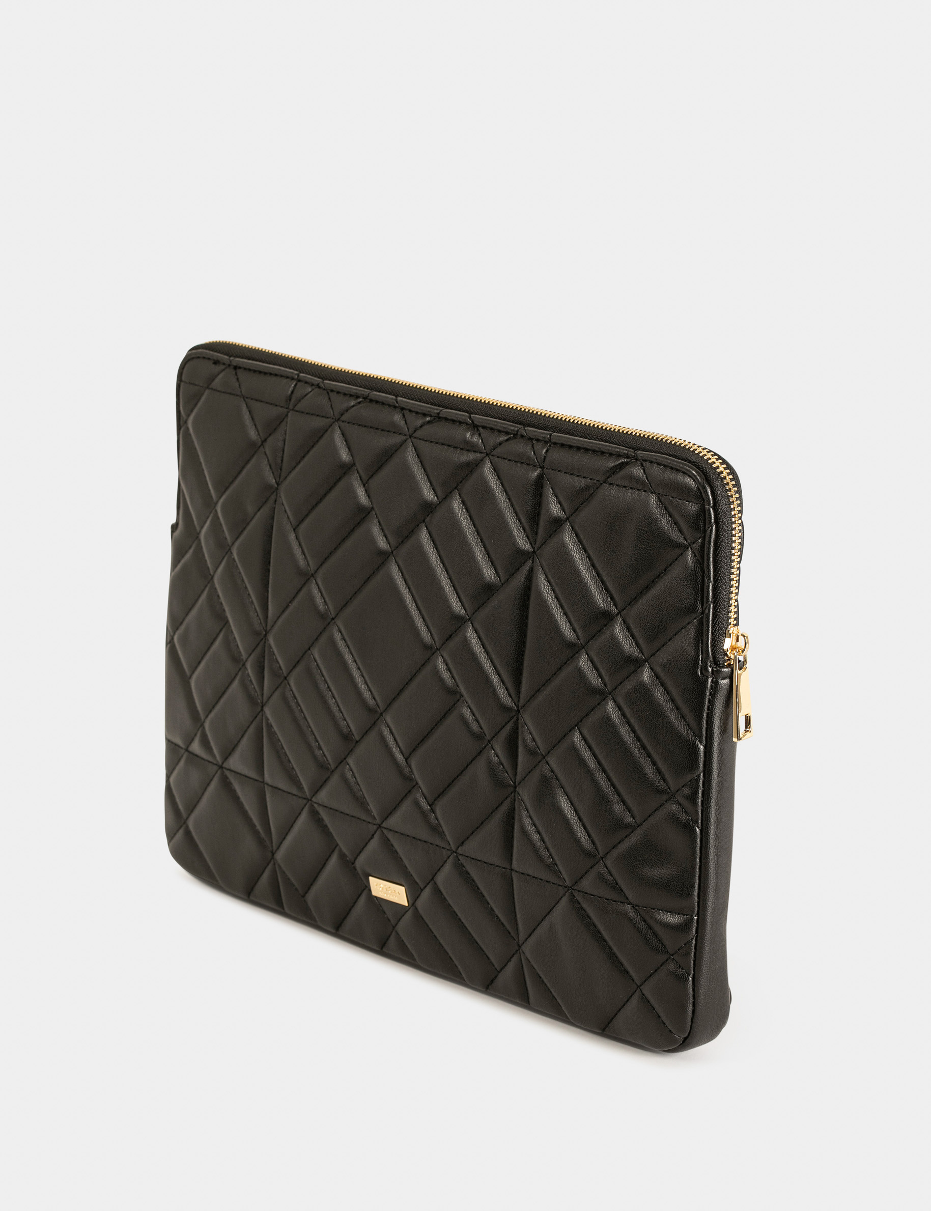 Pochette ordinateur matelass&eacute;e noir femme