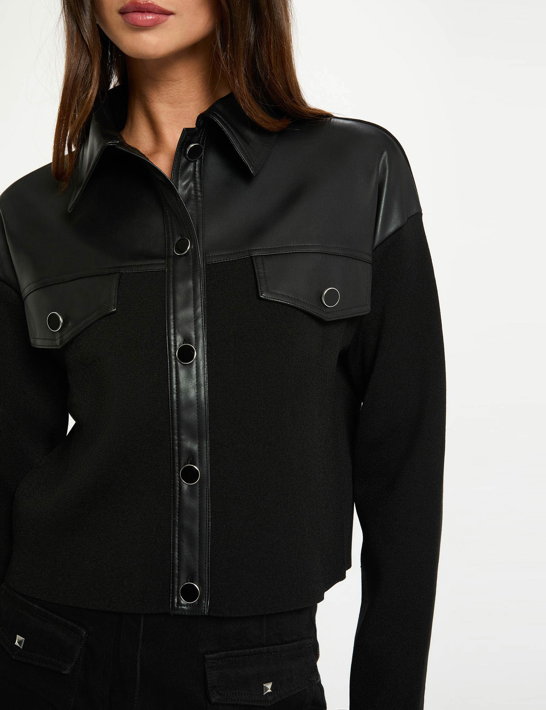 veste droite cropped noir femme Veste droite cropped noir femme